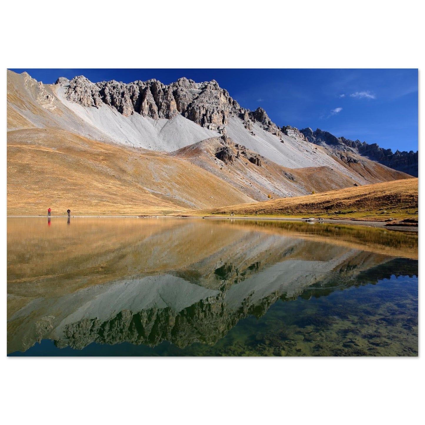 Photo du lac de Souliers en automne dans le Queyras — tableau photo paysage de montagne en Alu Dibond