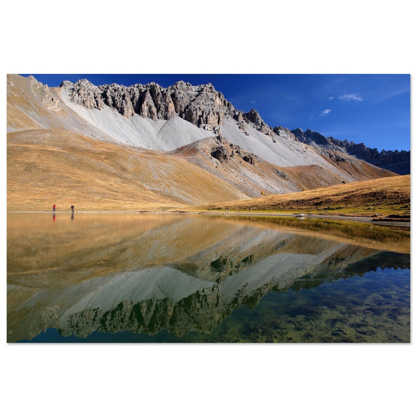Photo du lac de Souliers en automne dans le Queyras — tableau photo paysage de montagne en Alu Dibond