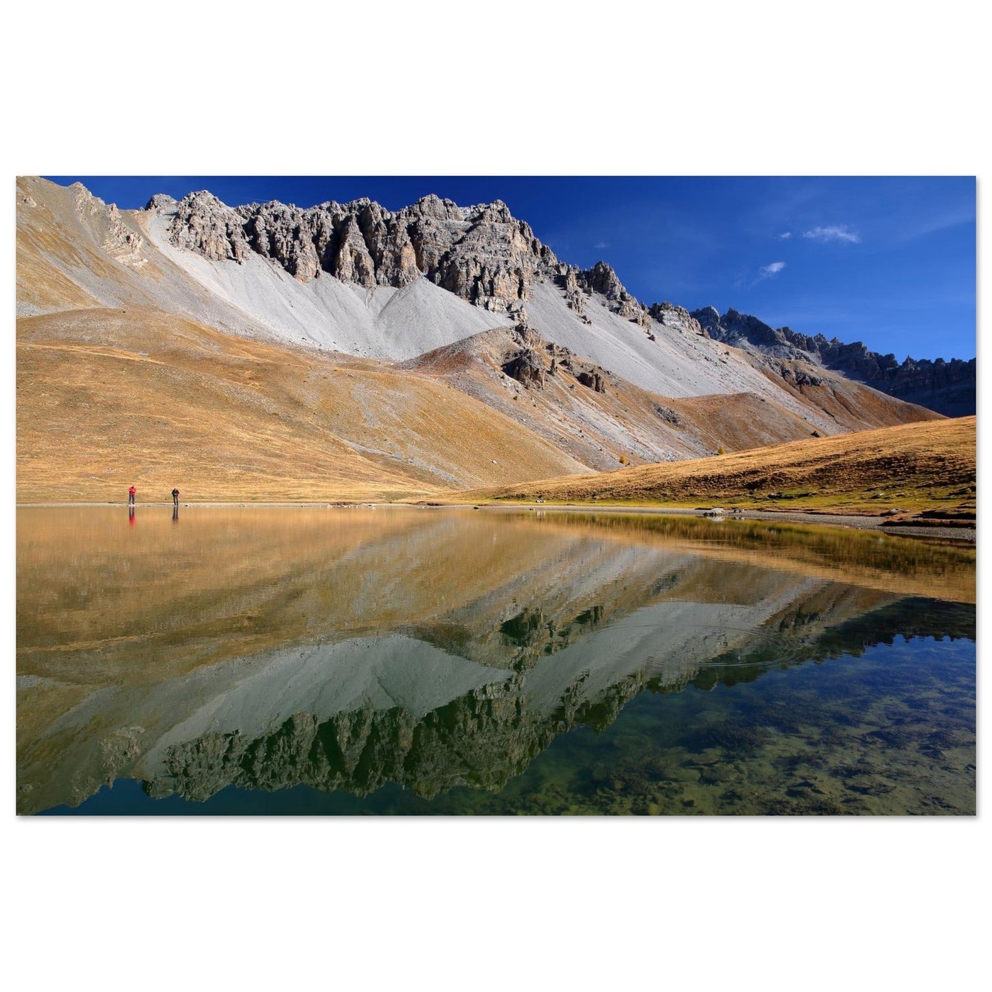 Photo du lac de Souliers en automne dans le Queyras — tableau photo paysage de montagne en Alu Dibond