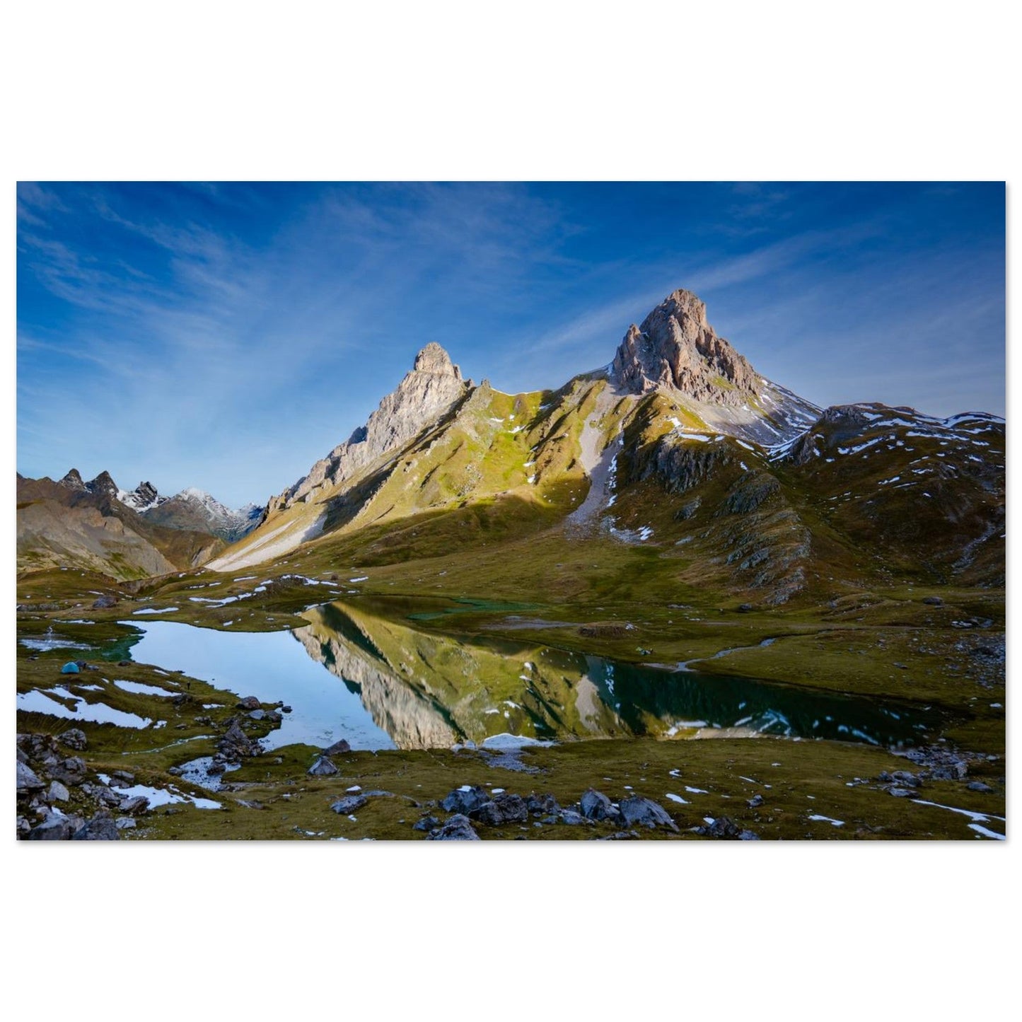 Photo of Lac des Cerces facing Pointe des Cerces — photo print on matte aluminium Dibond