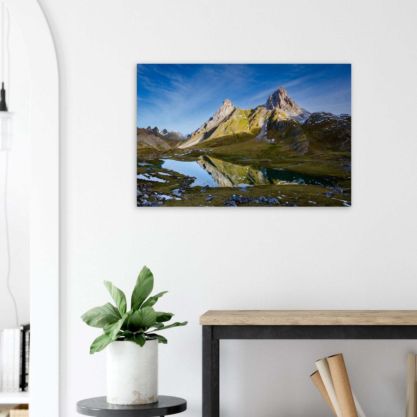 Photo of Lac des Cerces facing Pointe des Cerces — photo print on matte aluminium Dibond