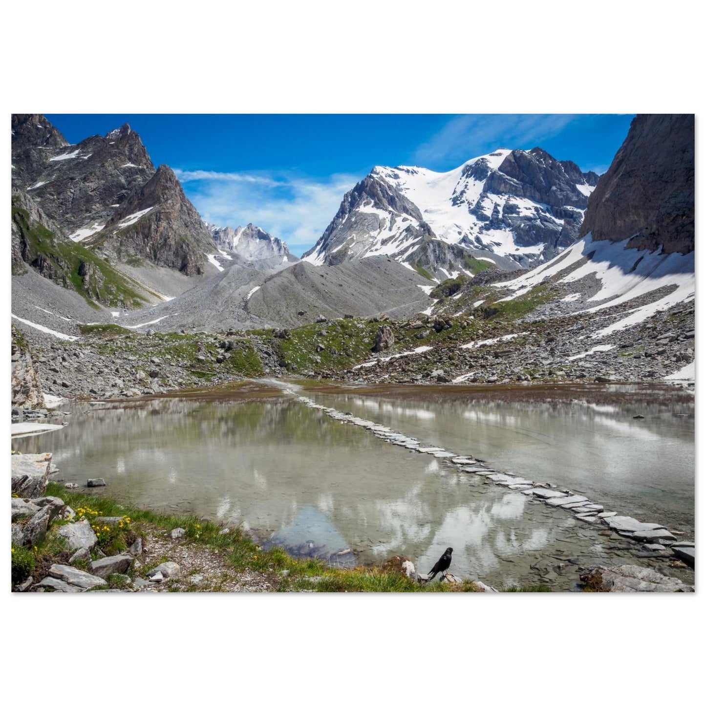 Tableau photo du Lac des Vaches et de la Grande Casse en Vanoise sur aluminium Dibond mat, format 70 × 100 cm