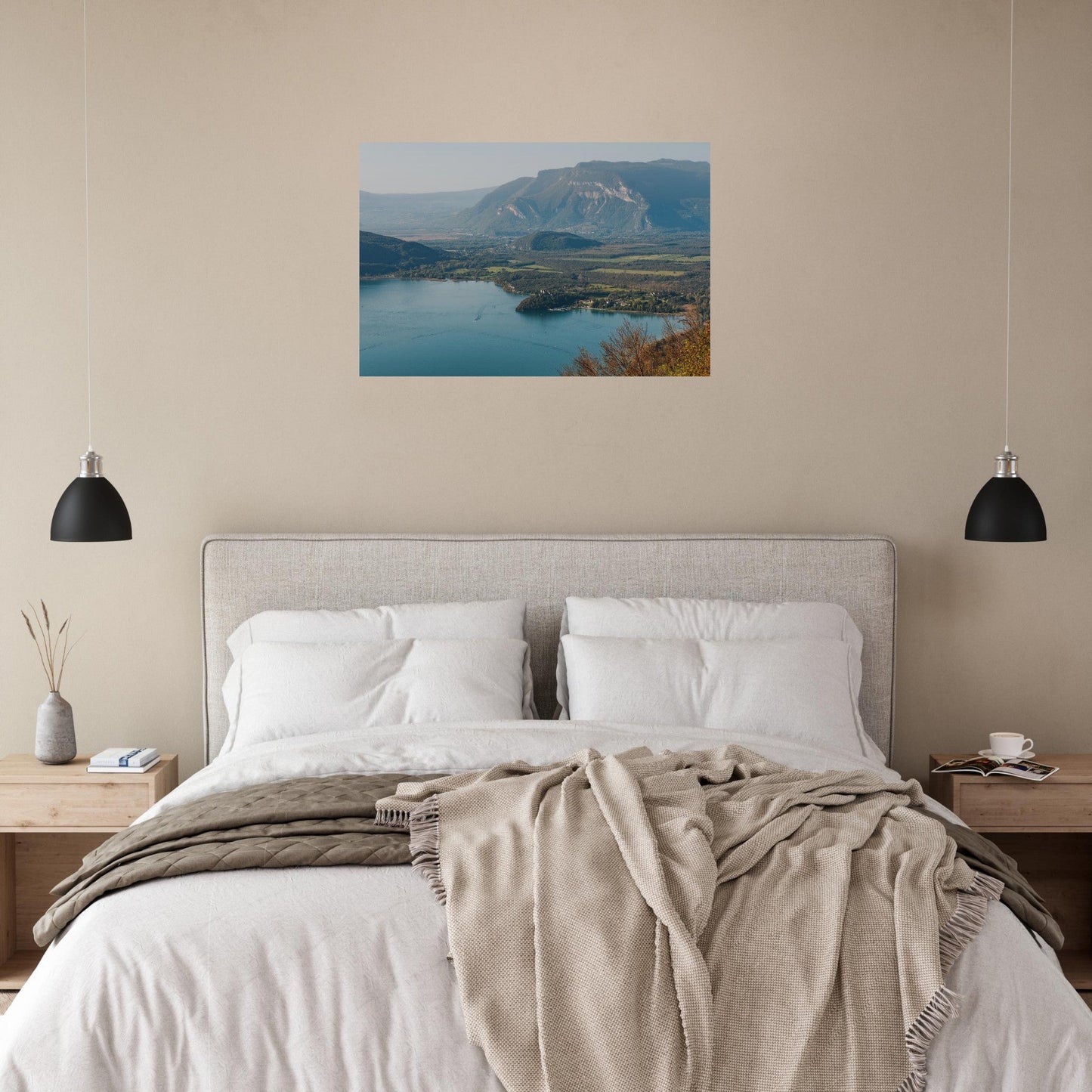 Photo of Lake Bourget and Châtillon Castle from La Chambotte — photo print on matte aluminium Dibond