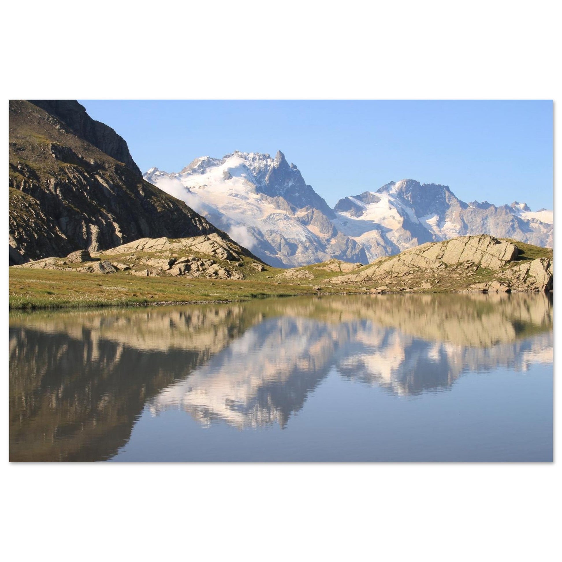 Tableau photo du Lac du Goléon face à la Meije sur aluminium Dibond mat, format 30 × 45 cm