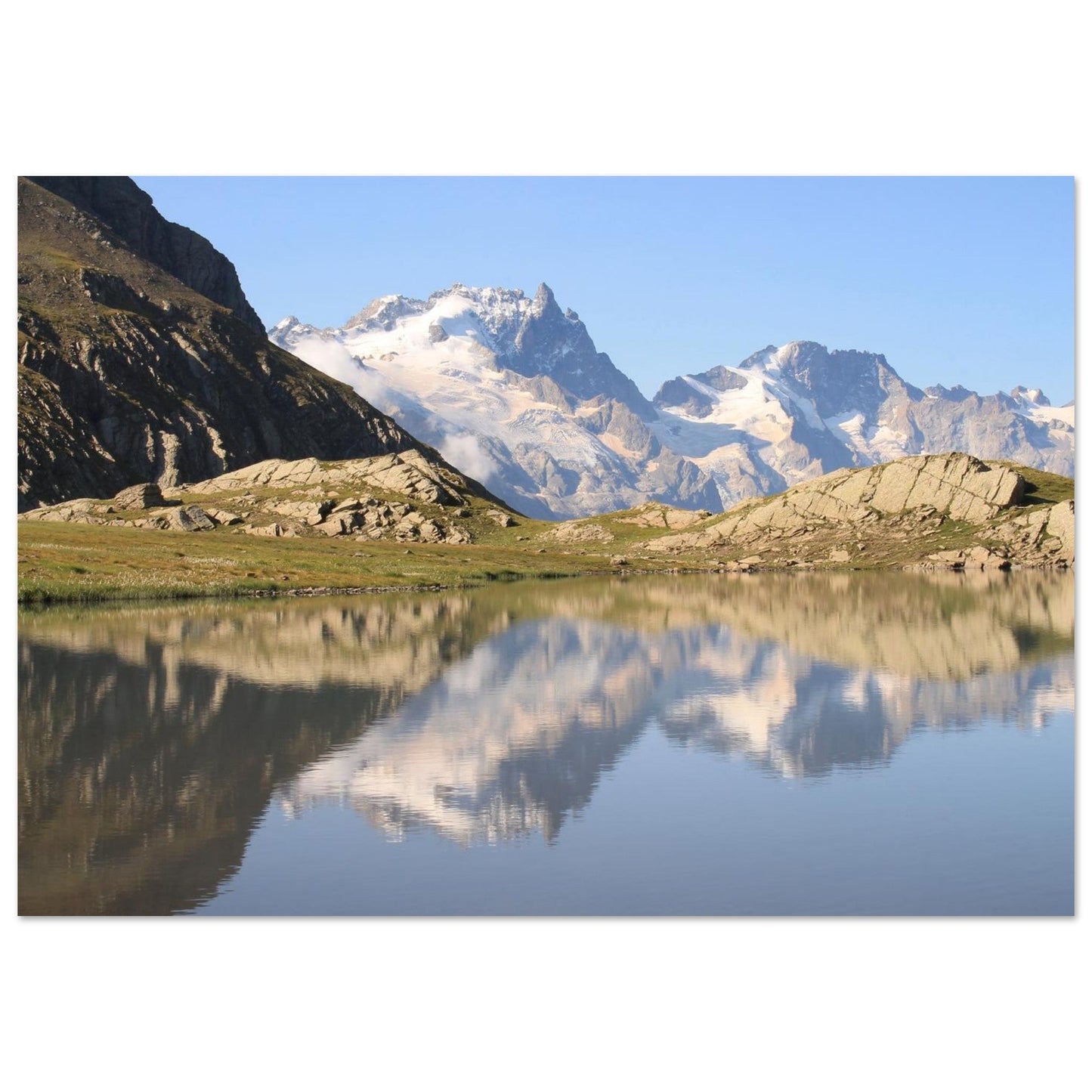 Tableau photo du Lac du Goléon face à la Meije sur aluminium Dibond mat, format 70 × 100 cm