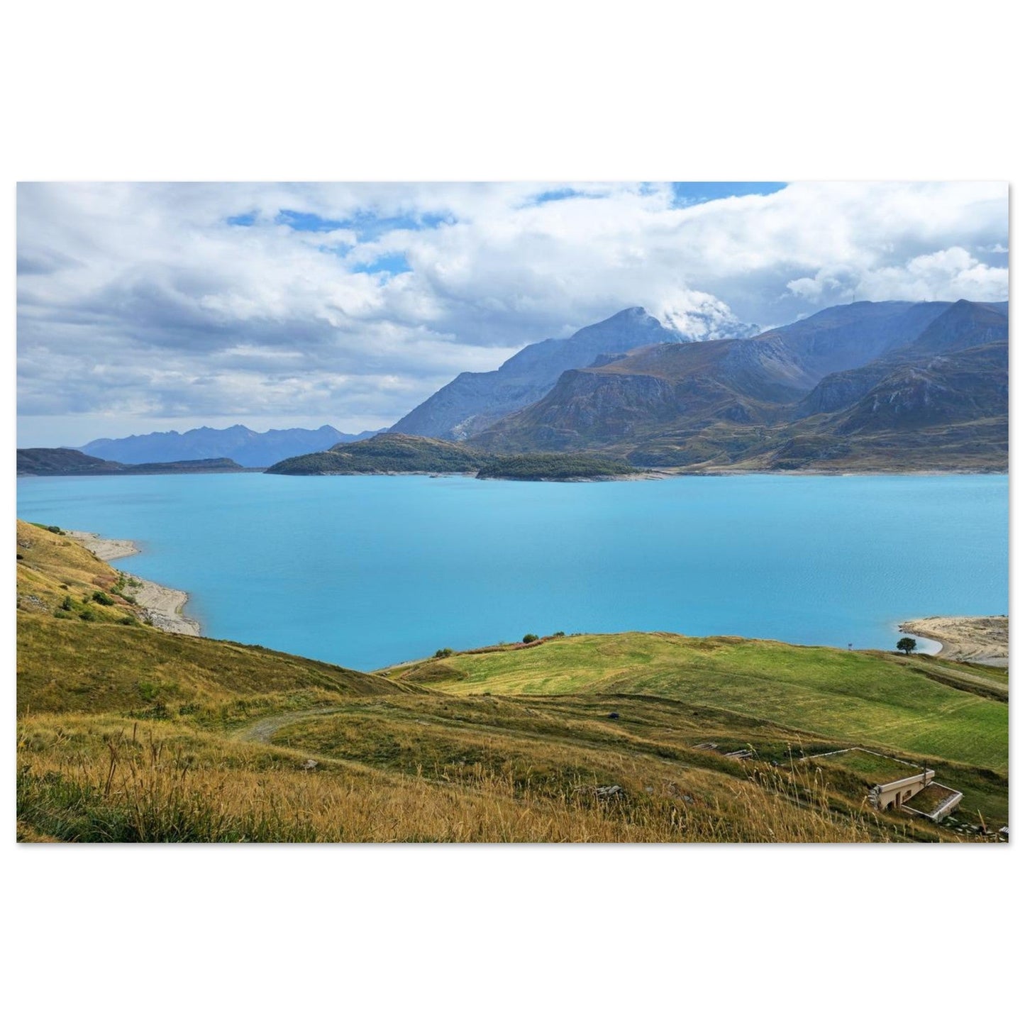Photo du lac du Mont-Cenis à Val-Cenis — tableau photo paysage de montagne en Alu Dibond, fabrication française