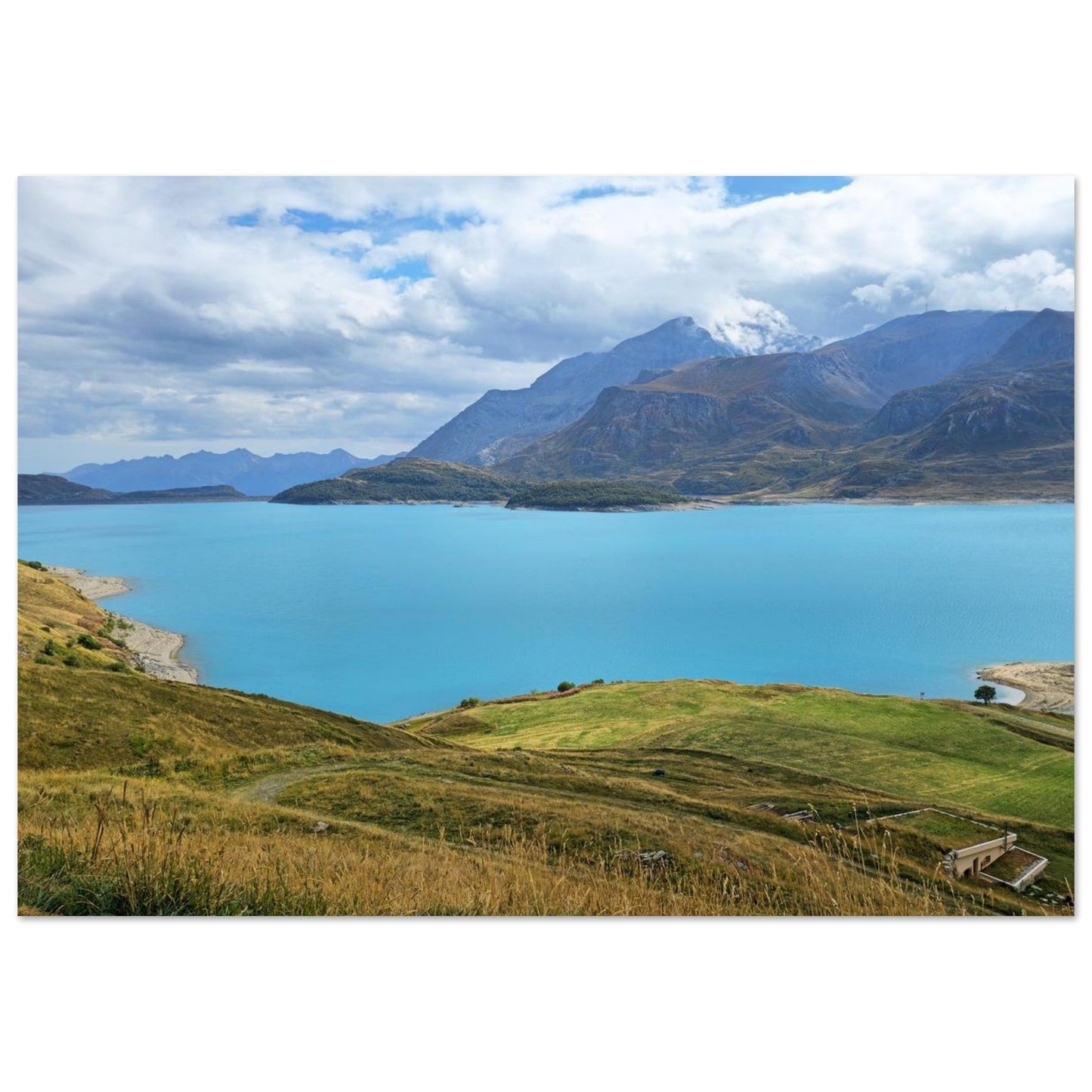 Photo du lac du Mont-Cenis à Val-Cenis — tableau photo paysage de montagne en Alu Dibond, fabrication française
