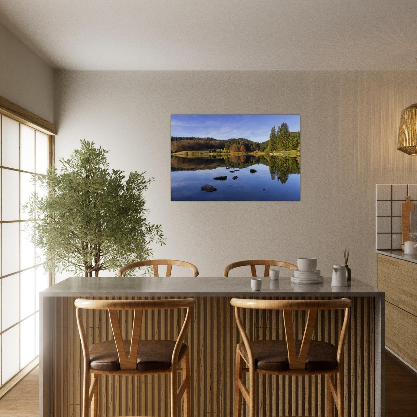 Simulation d’un tableau AluArtMountains dans un intérieur
