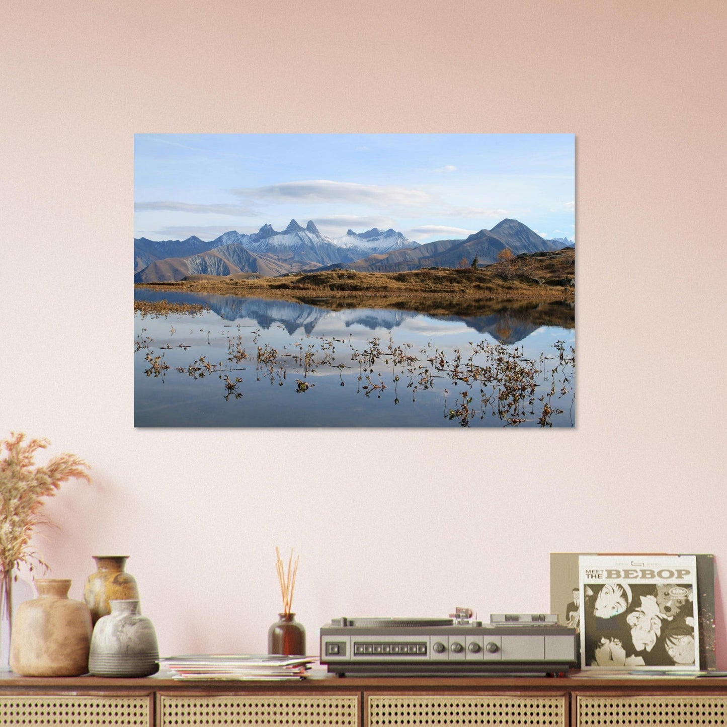 Photo du lac Guichard face aux Aiguilles d’Arves en Savoie — tableau photo paysage de montagne en Alu Dibond