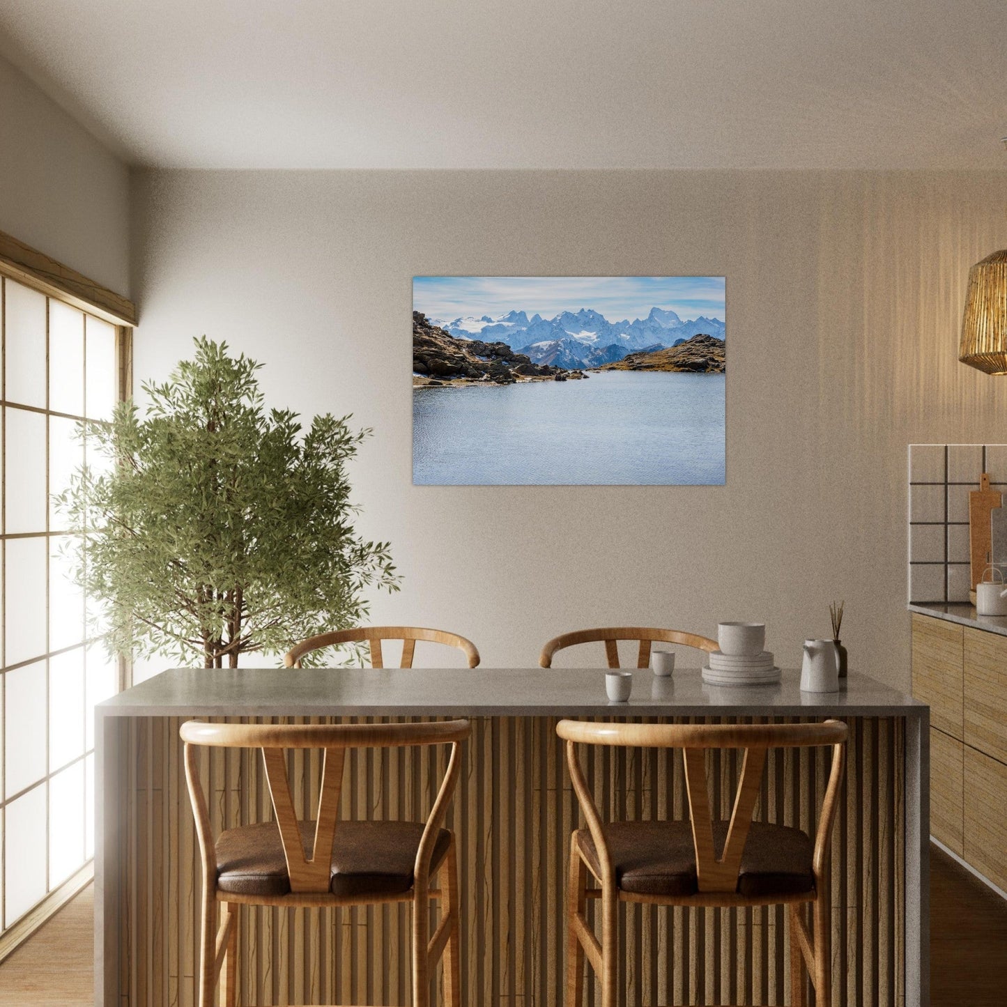 Photo of Lake Laramon facing the Barre des Écrins — photo print on matte aluminium Dibond