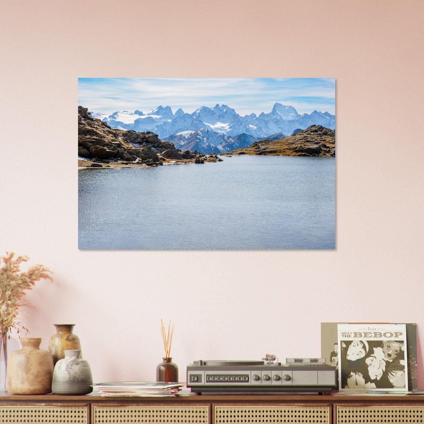Photo of Lake Laramon facing the Barre des Écrins — photo print on matte aluminium Dibond