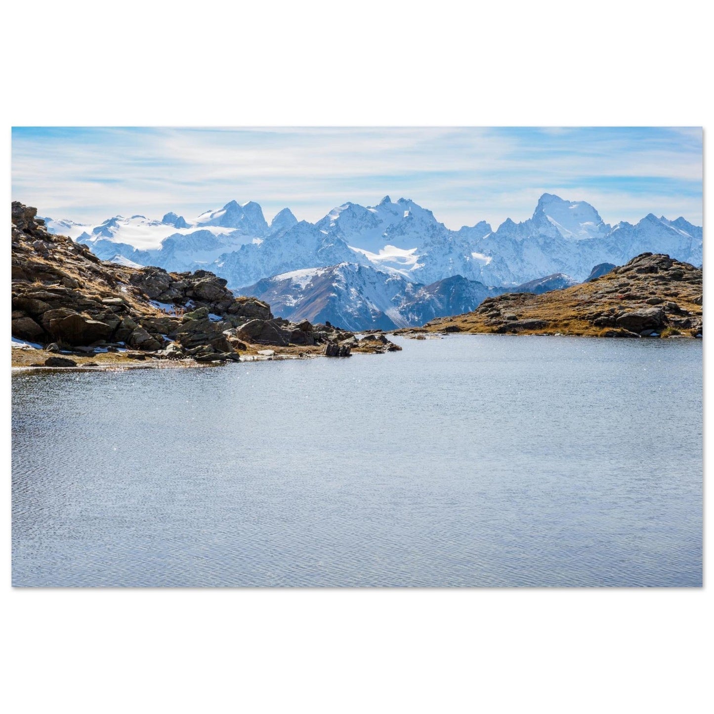 Photo of Lake Laramon facing the Barre des Écrins — photo print on matte aluminium Dibond