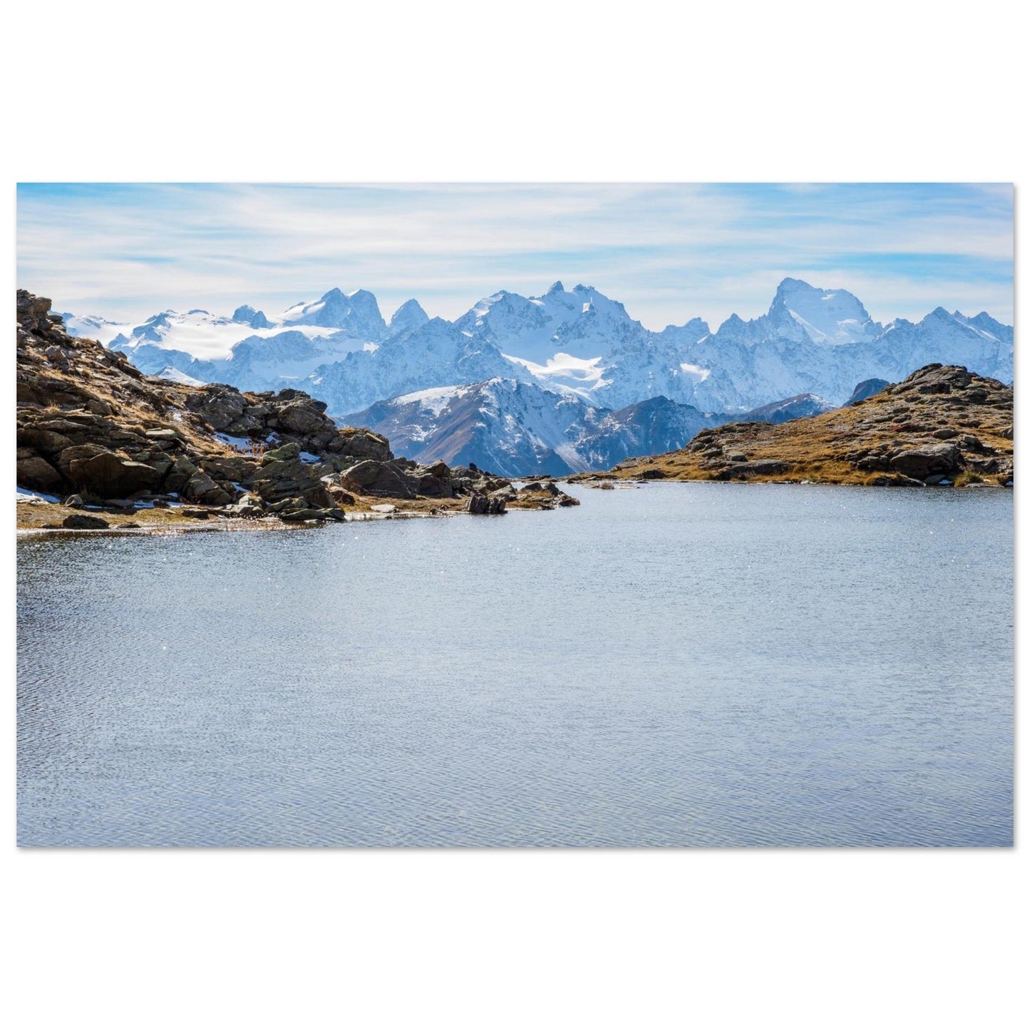 Photo of Lake Laramon facing the Barre des Écrins — photo print on matte aluminium Dibond