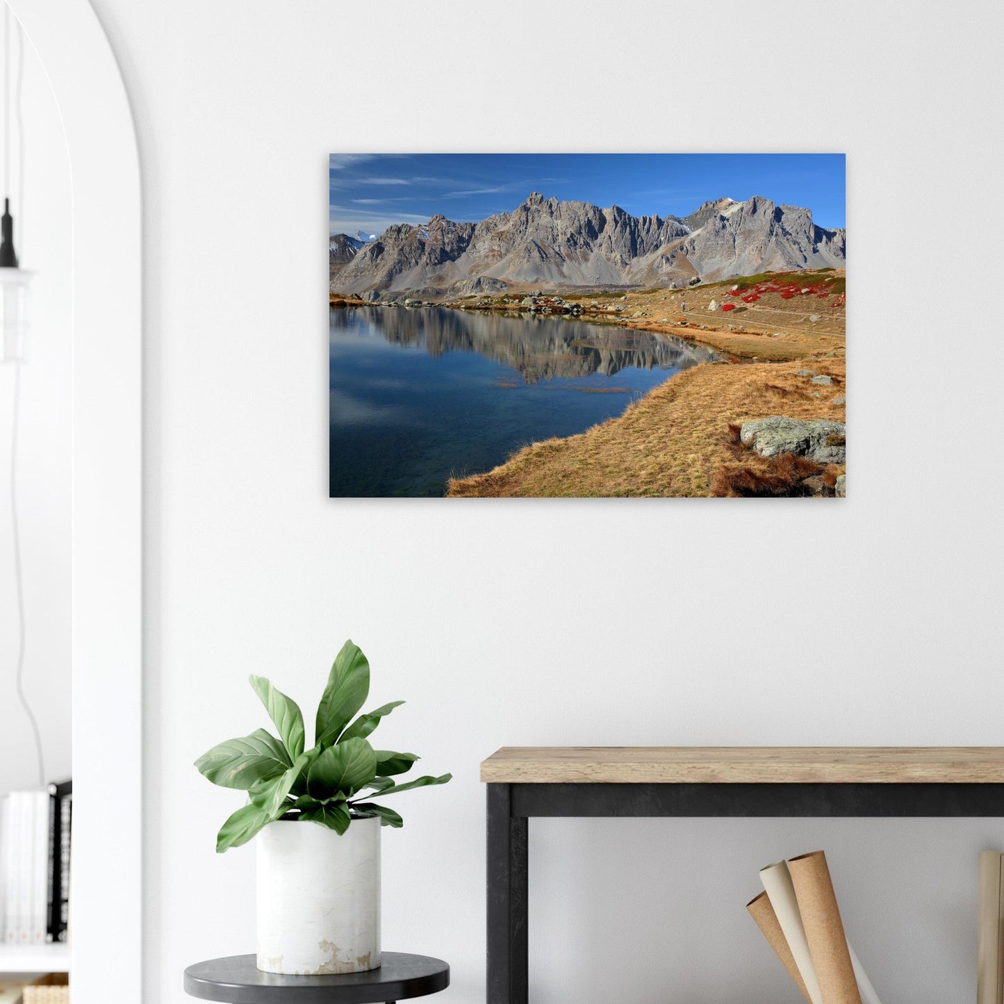Photo du lac Laramon face à la crête du Queyrellin — tableau photo paysage de montagne en Alu Dibond