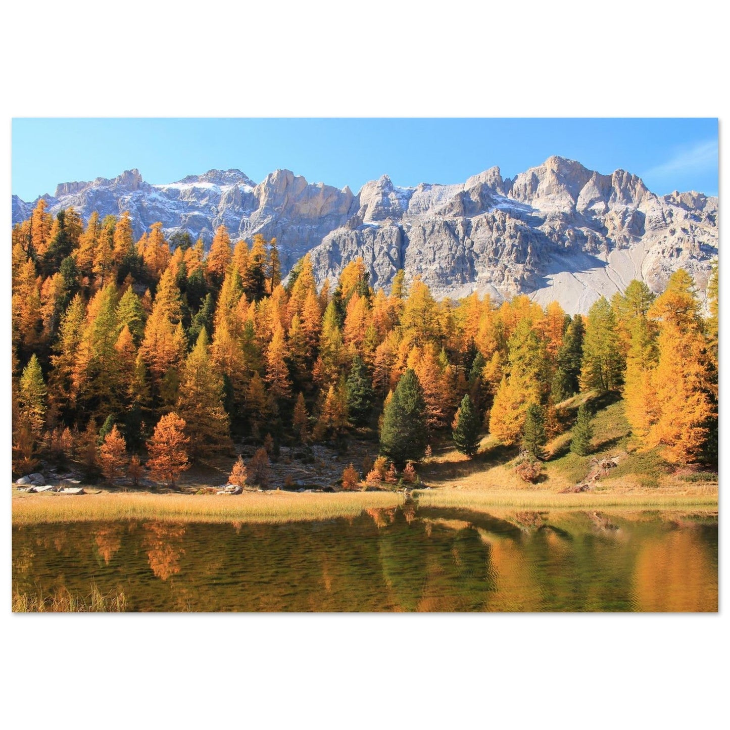 Photo du lac Miroir à Ceillac dans le Queyras — tableau photo paysage de montagne en Alu Dibond