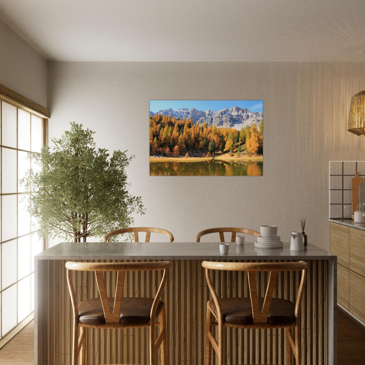 Simulation d’un tableau AluArtMountains dans un intérieur