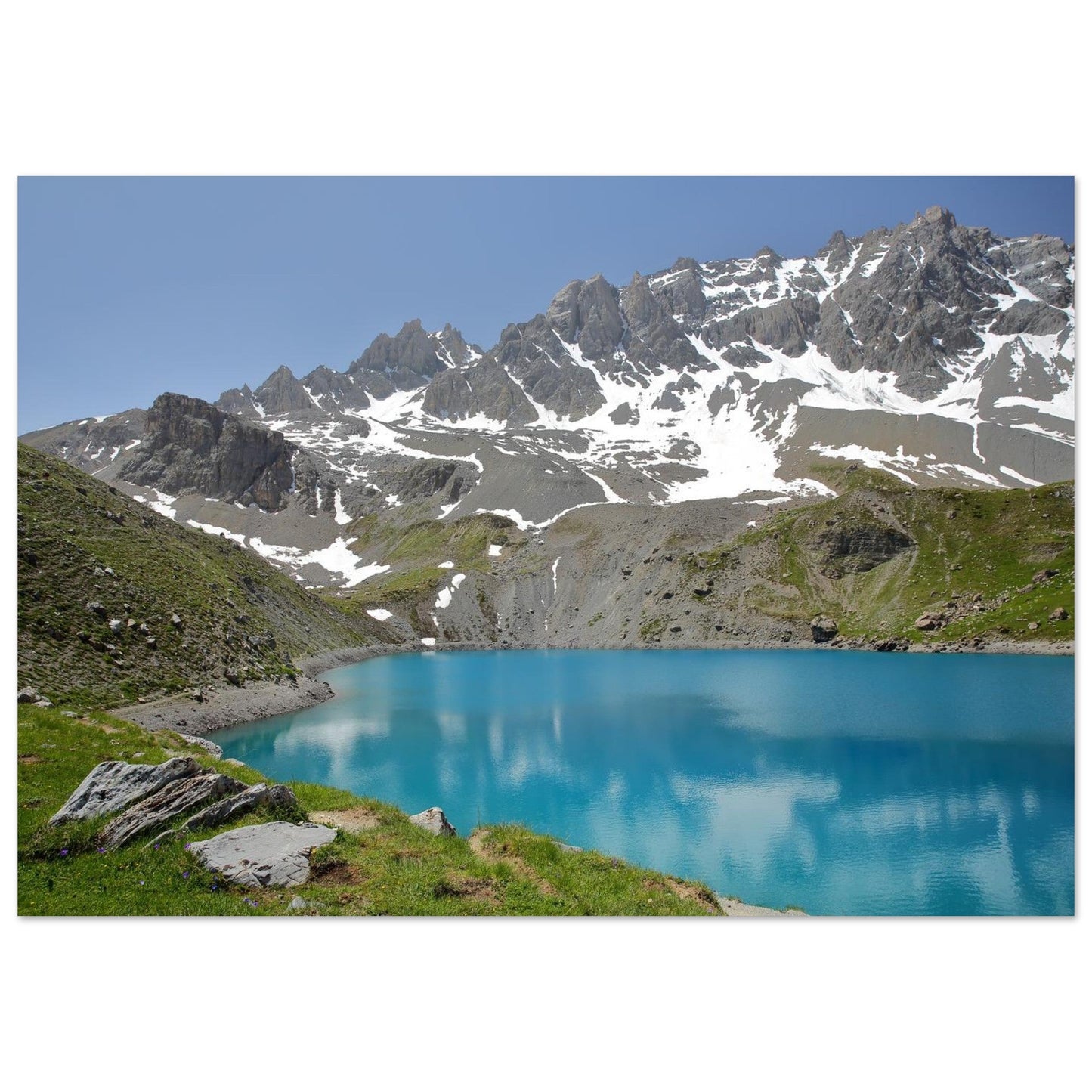 Tableau photo du Lac Sainte-Anne au pied de la Font Sancte sur aluminium Dibond mat, format 70 × 100 cm