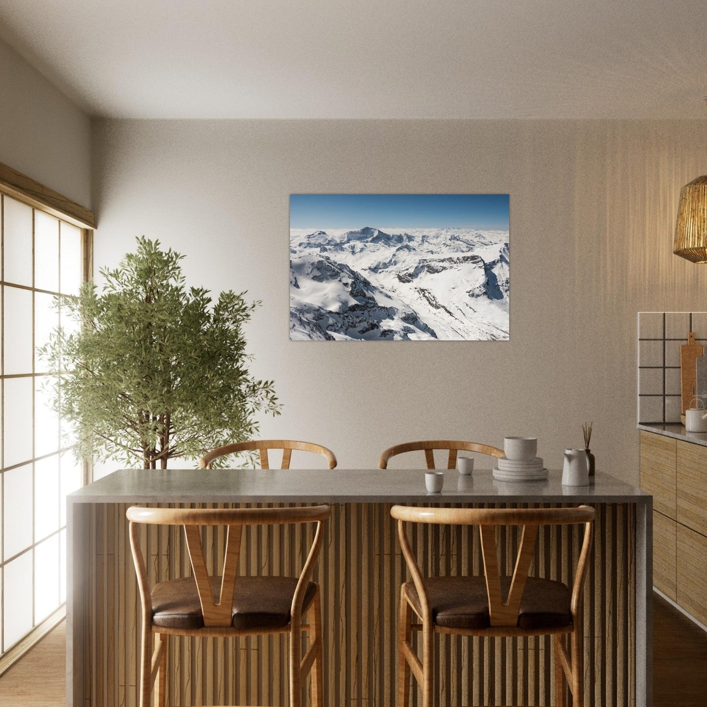 Photo du massif de la Vanoise depuis le sommet du Mont Pourri — tableau photo paysage de montagne en Alu Dibond, fabrication française