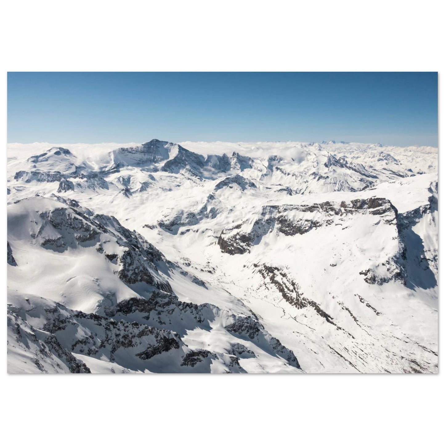 Photo du massif de la Vanoise depuis le sommet du Mont Pourri — tableau photo paysage de montagne en Alu Dibond, fabrication française