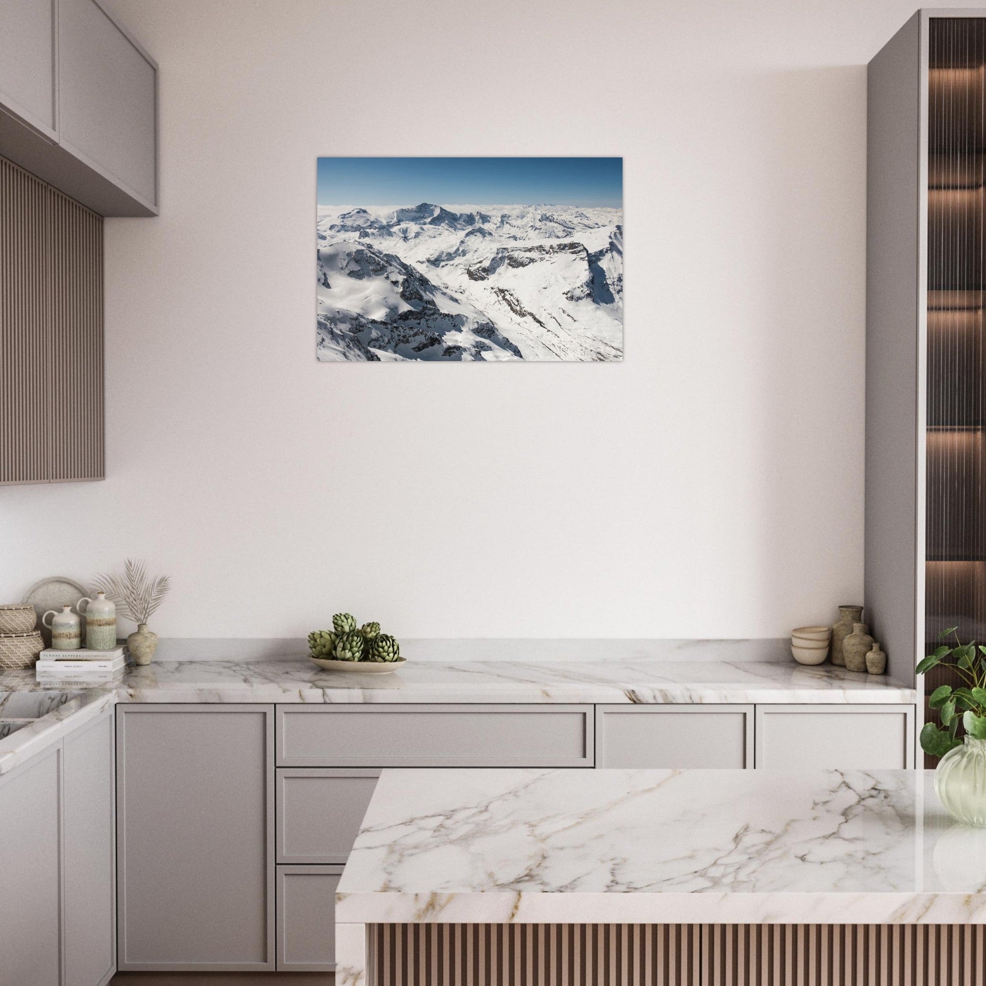 Photo du massif de la Vanoise depuis le sommet du Mont Pourri — tableau photo paysage de montagne en Alu Dibond, fabrication française