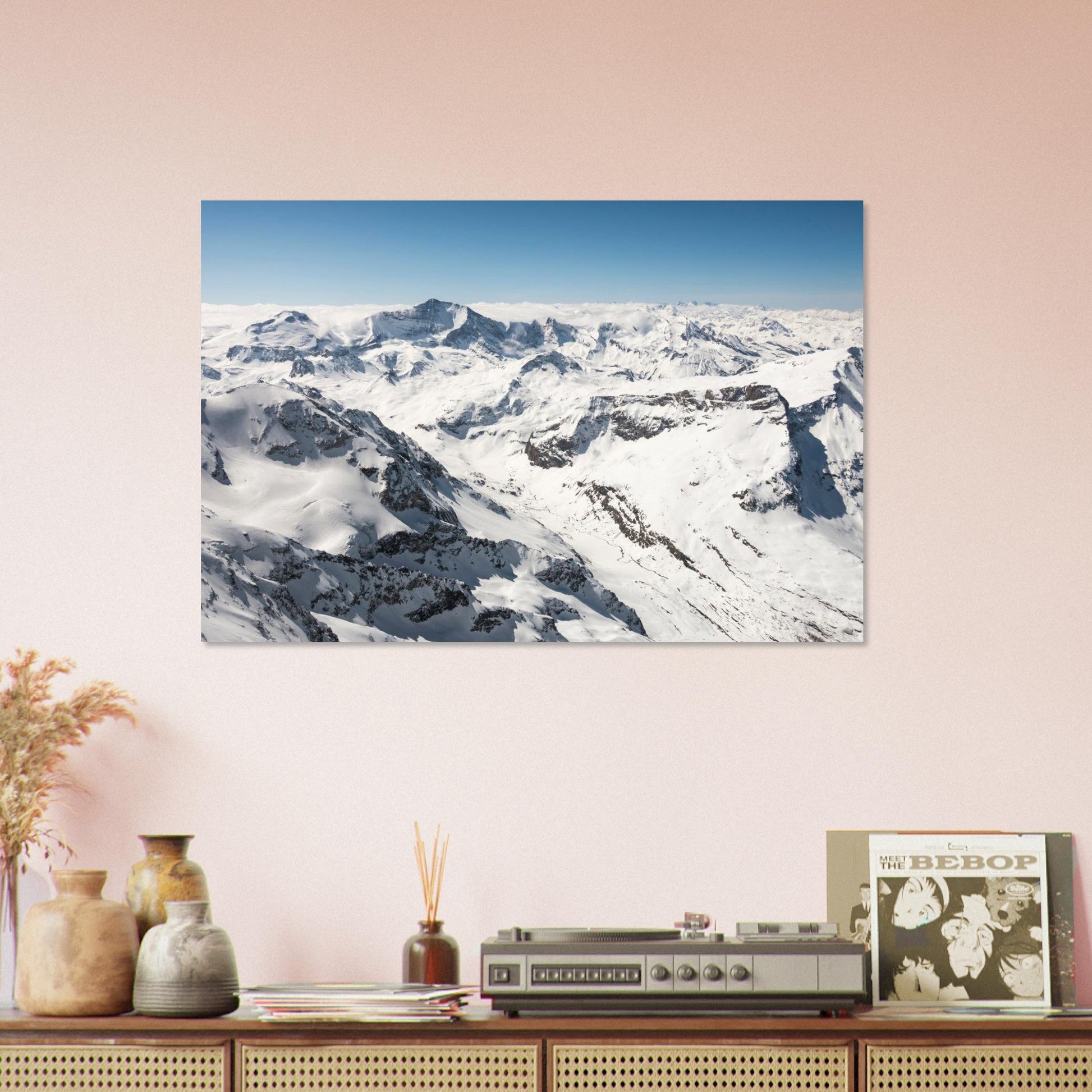 Photo du massif de la Vanoise depuis le sommet du Mont Pourri — tableau photo paysage de montagne en Alu Dibond, fabrication française