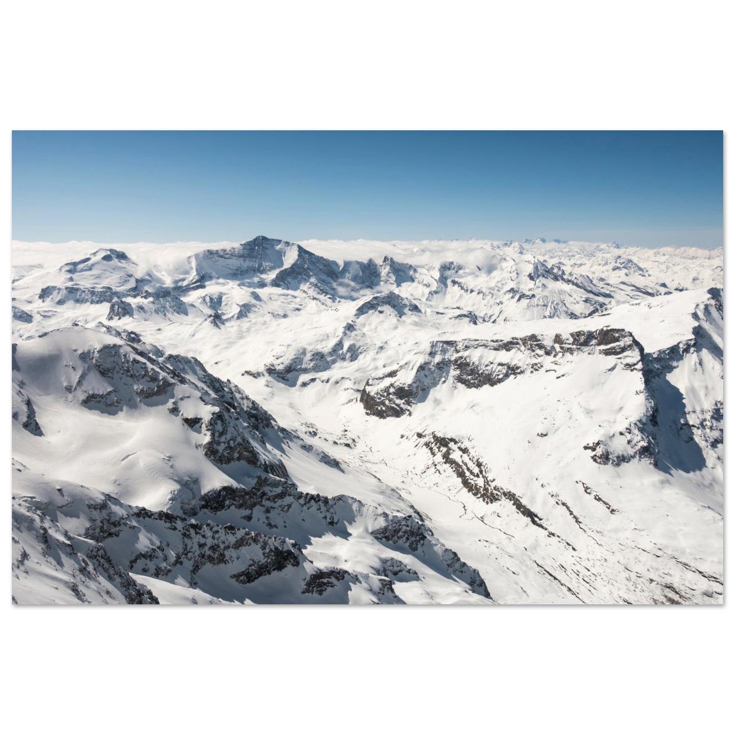 Photo du massif de la Vanoise depuis le sommet du Mont Pourri — tableau photo paysage de montagne en Alu Dibond, fabrication française