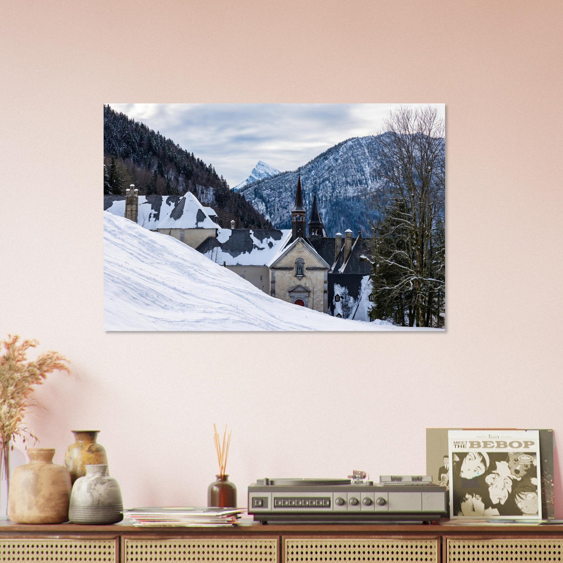 Photo du monastère de la Grande Chartreuse face au Charmant Som — tableau photo paysage de montagne en Alu Dibond, fabrication française