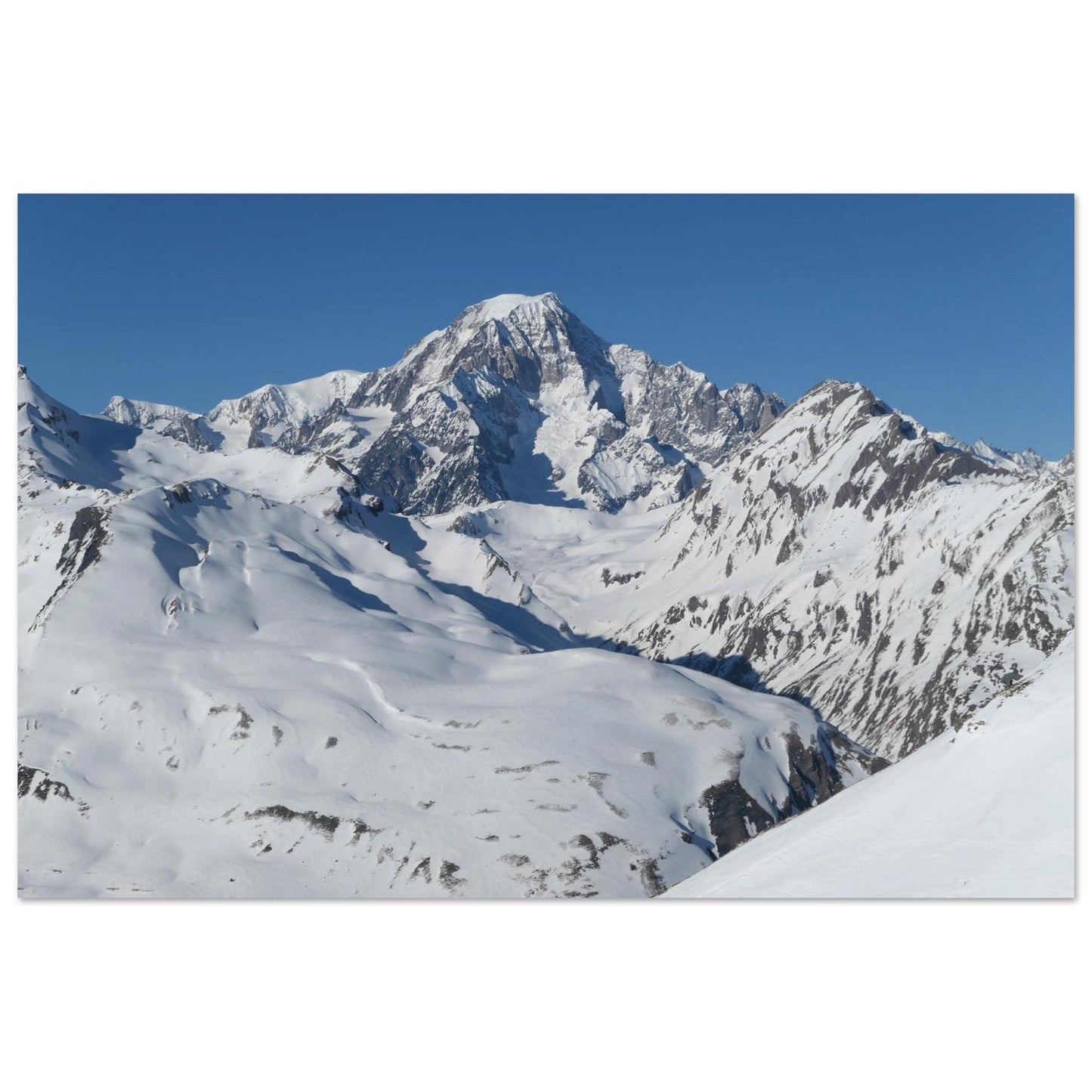 Photo du Mont-Blanc enneigé depuis La Rosière — tableau photo paysage de montagne en Alu Dibond, imprimé à la commande en France