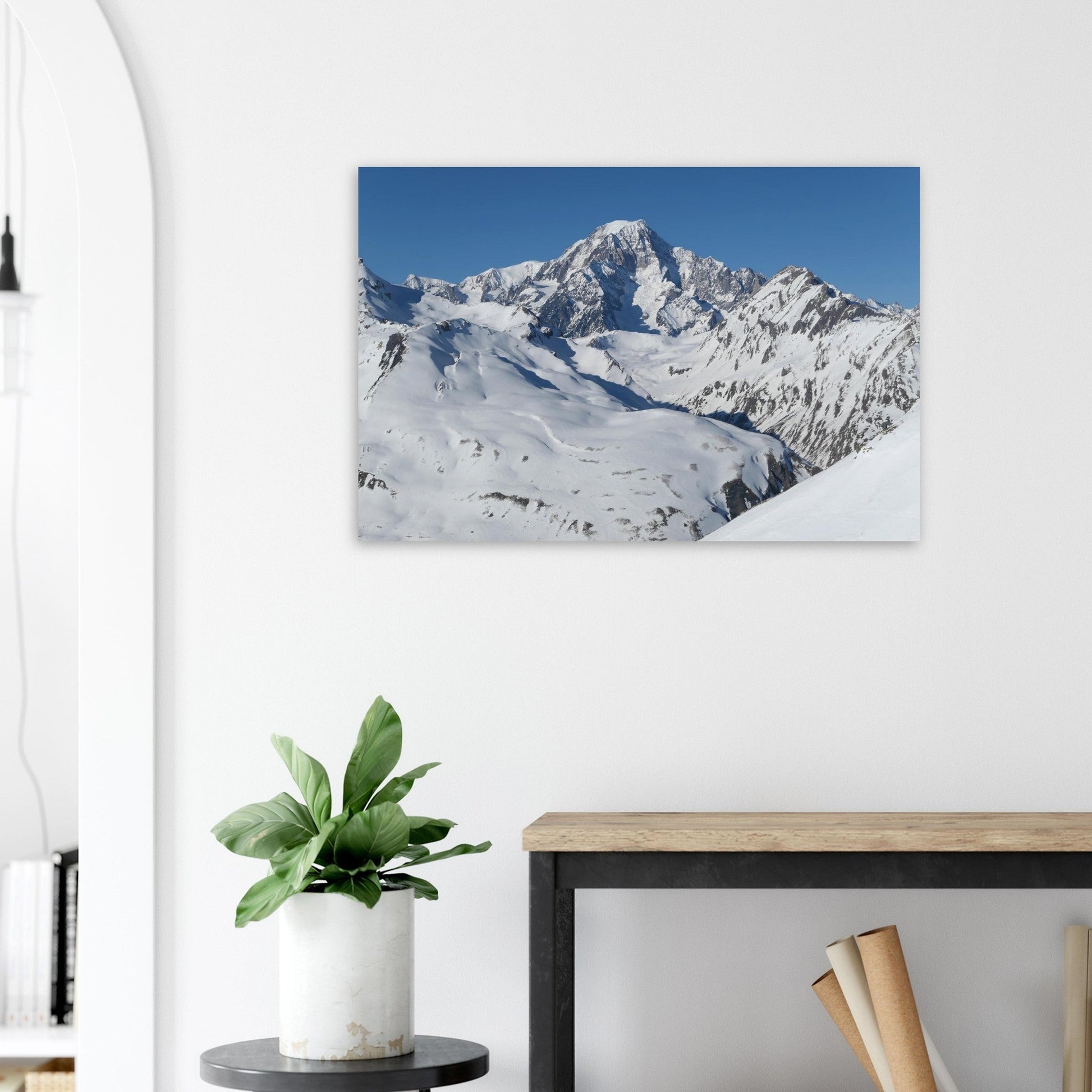 Photo du Mont-Blanc enneigé depuis La Rosière — tableau photo paysage de montagne en Alu Dibond, imprimé à la commande en France