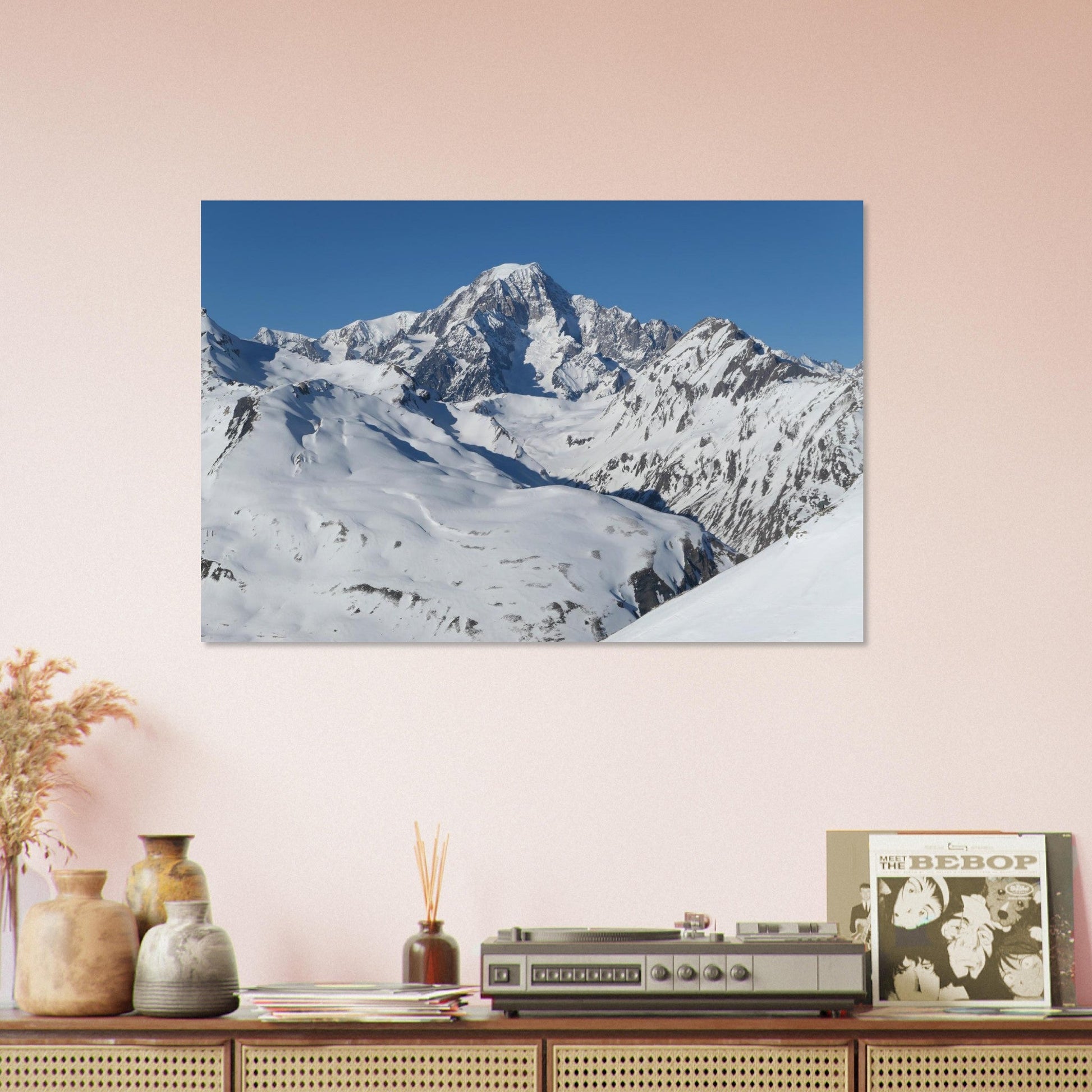 Photo du Mont-Blanc enneigé depuis La Rosière — tableau photo paysage de montagne en Alu Dibond, imprimé à la commande en France