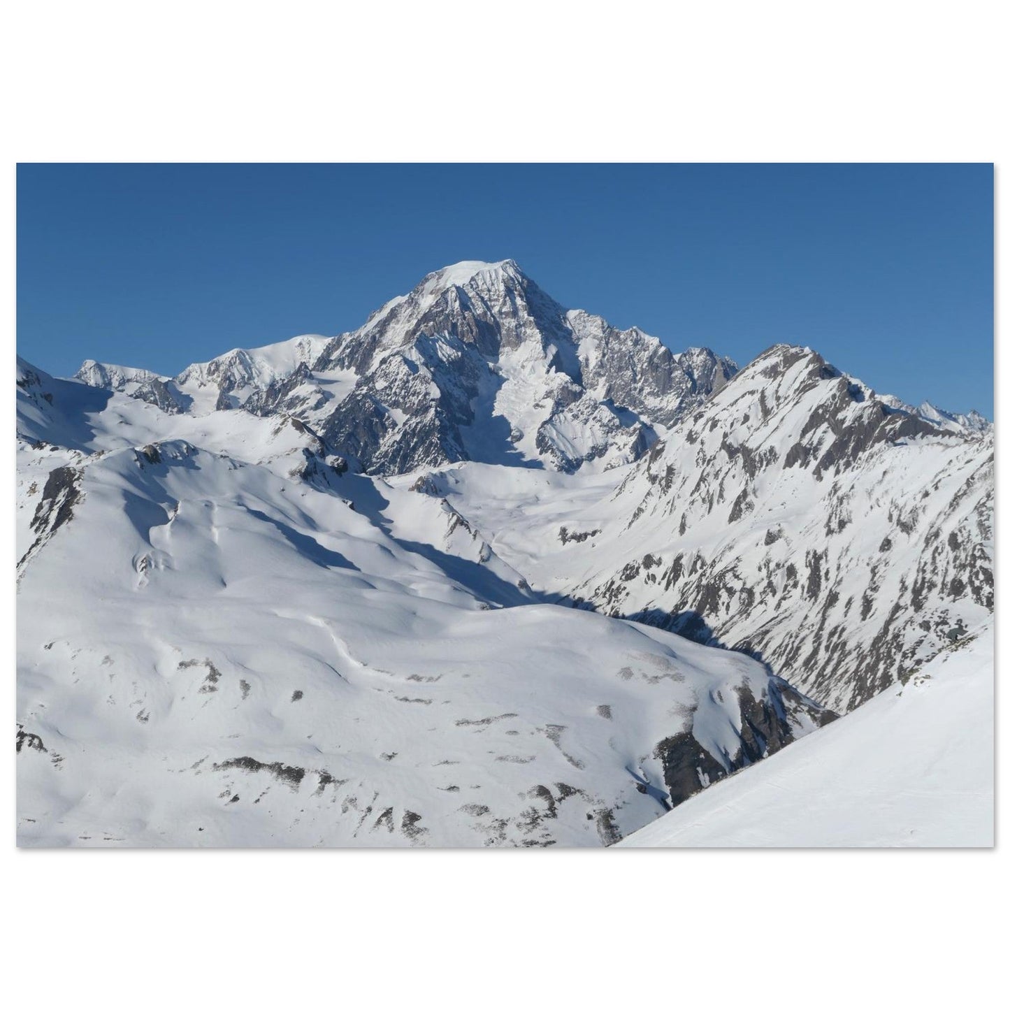 Photo du Mont-Blanc enneigé depuis La Rosière — tableau photo paysage de montagne en Alu Dibond, imprimé à la commande en France