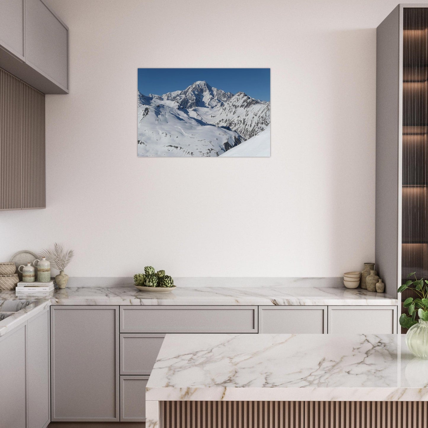 Photo du Mont-Blanc enneigé depuis La Rosière — tableau photo paysage de montagne en Alu Dibond, imprimé à la commande en France