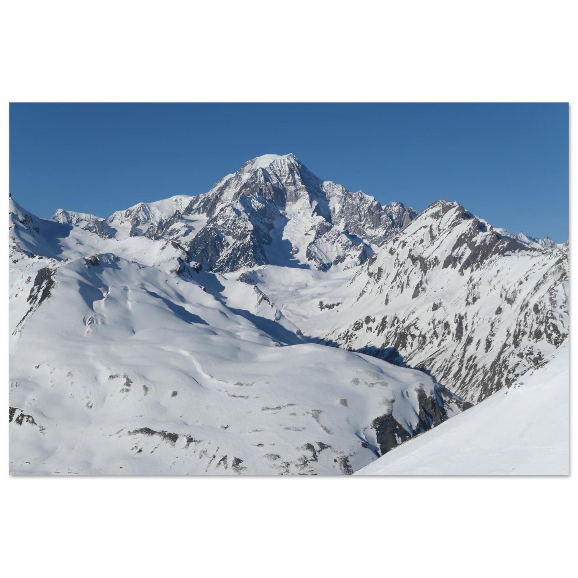 Photo du Mont-Blanc enneigé depuis La Rosière — tableau photo paysage de montagne en Alu Dibond, imprimé à la commande en France