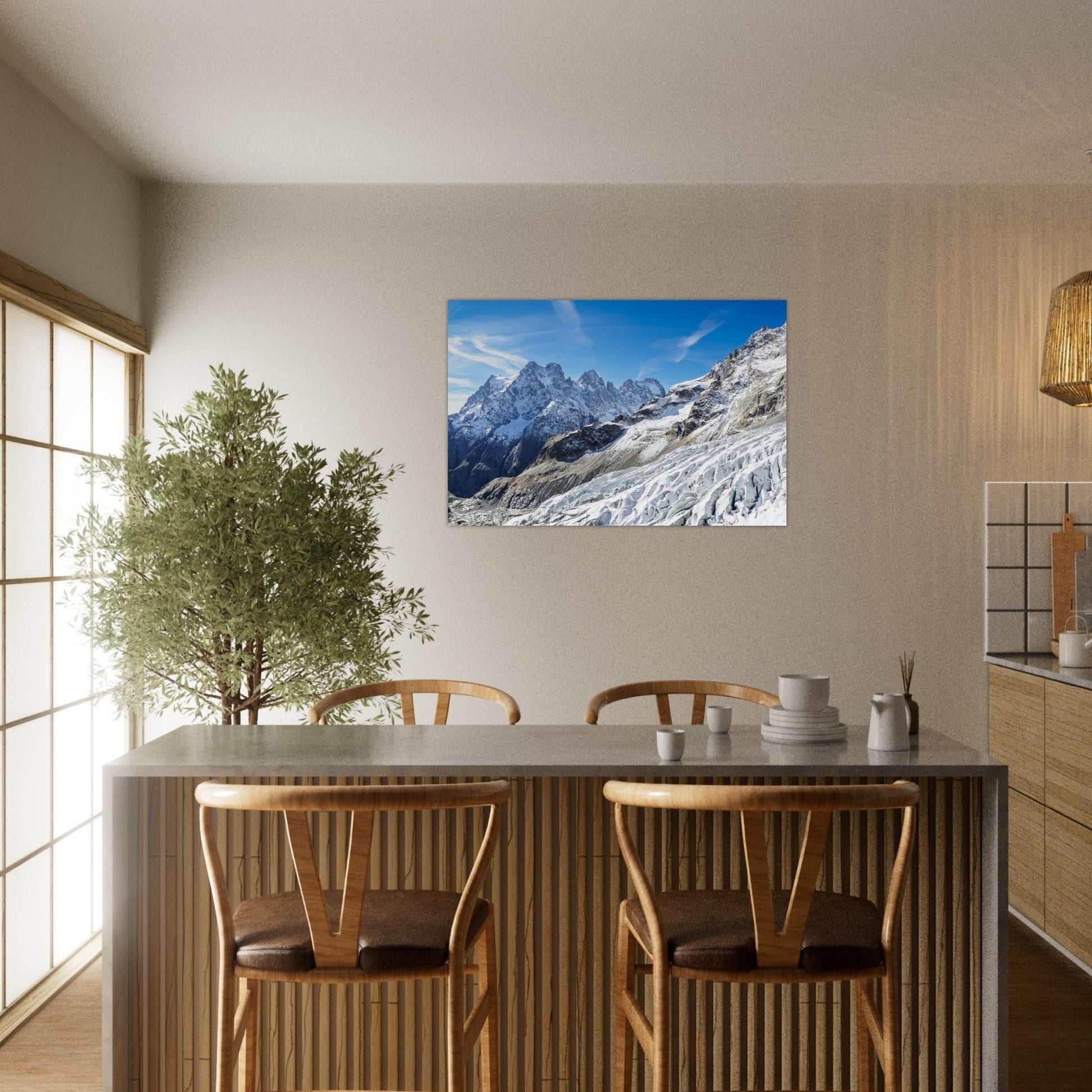 Photo du mont Pelvoux et du Pic Sans Nom dans les Écrins — tableau photo paysage de montagne en Alu Dibond