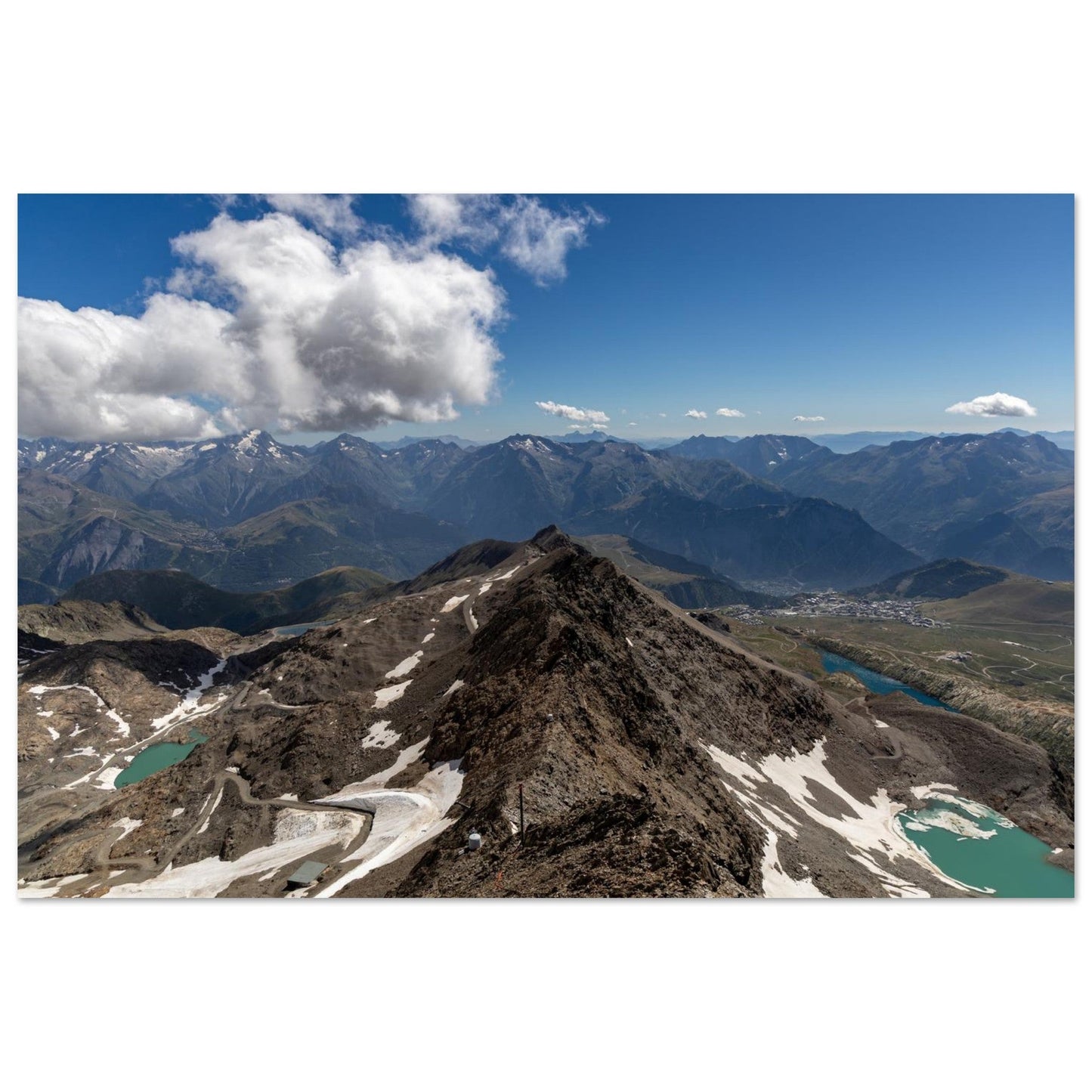 Photo du panorama depuis le Pic Blanc à l’Alpe d’Huez — tableau photo paysage de montagne en Alu Dibond, fabrication française