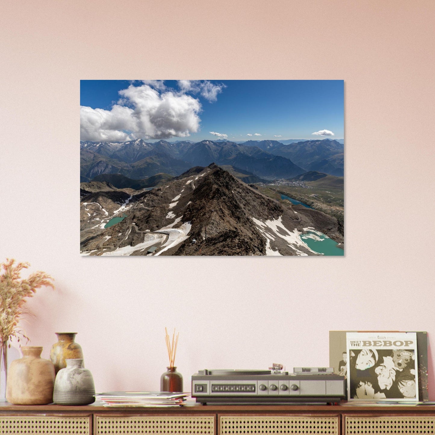 Photo du panorama depuis le Pic Blanc à l’Alpe d’Huez — tableau photo paysage de montagne en Alu Dibond, fabrication française