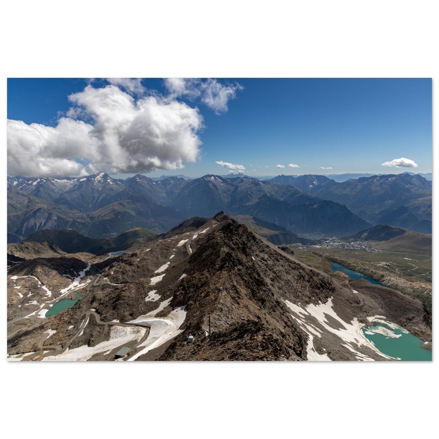Photo du panorama depuis le Pic Blanc à l’Alpe d’Huez — tableau photo paysage de montagne en Alu Dibond, fabrication française