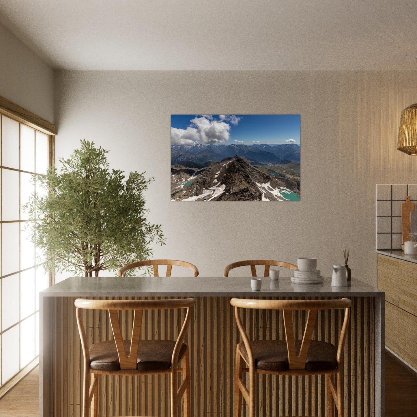 Photo du panorama depuis le Pic Blanc à l’Alpe d’Huez — tableau photo paysage de montagne en Alu Dibond, fabrication française