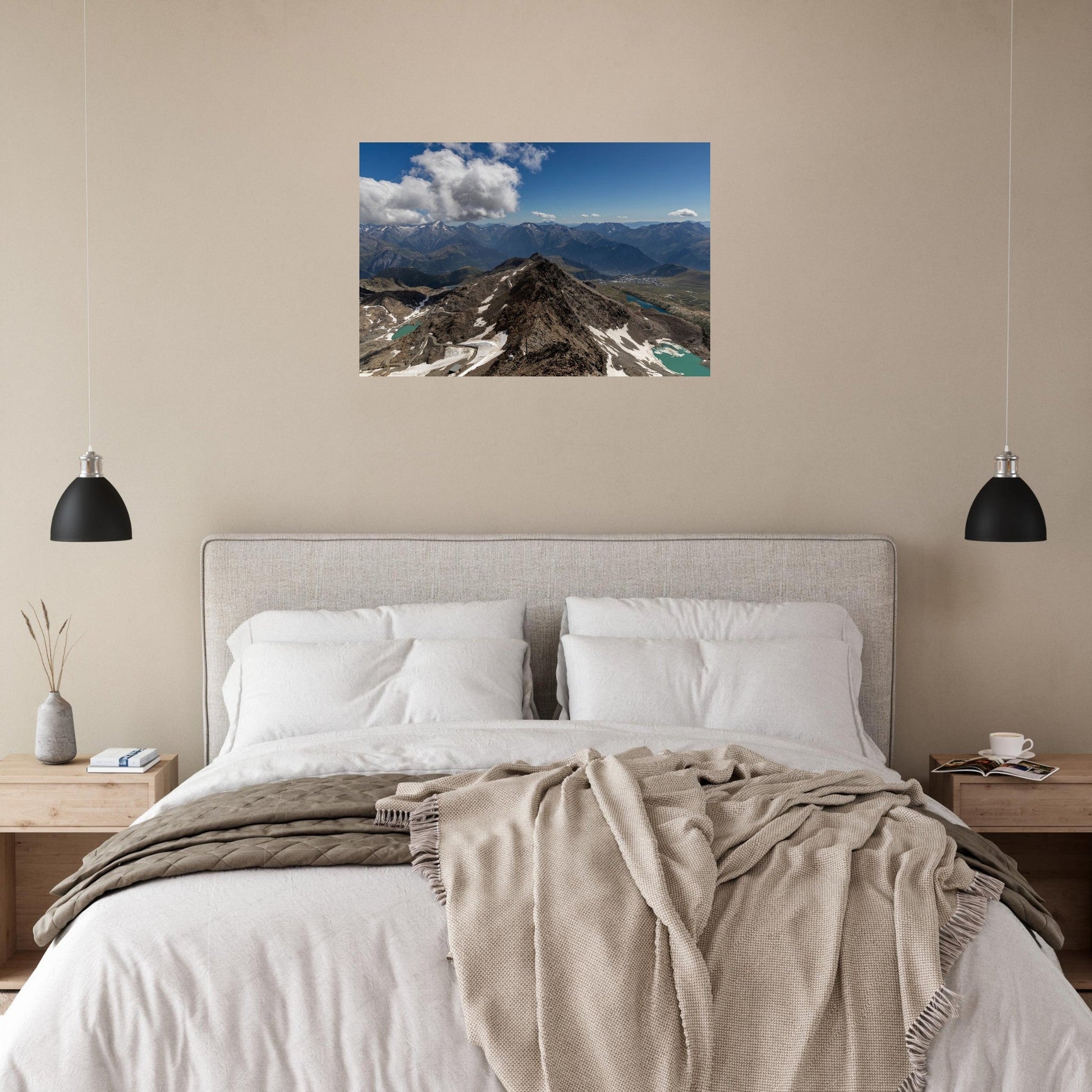 Photo du panorama depuis le Pic Blanc à l’Alpe d’Huez — tableau photo paysage de montagne en Alu Dibond, fabrication française