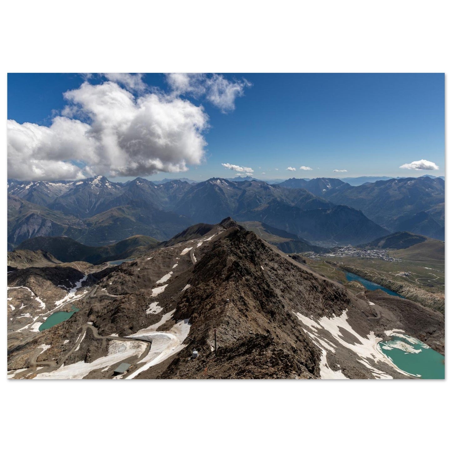 Photo du panorama depuis le Pic Blanc à l’Alpe d’Huez — tableau photo paysage de montagne en Alu Dibond, fabrication française