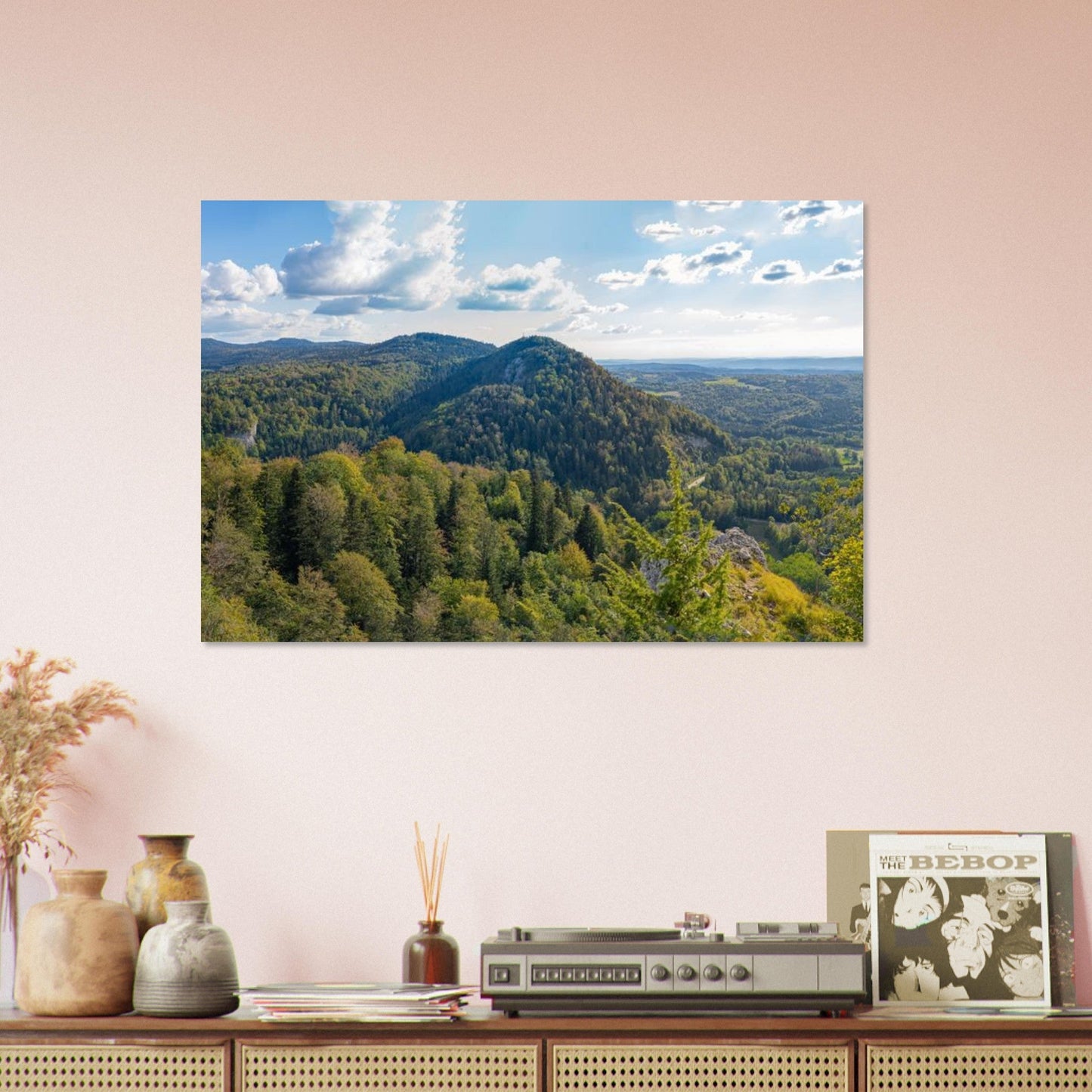 Photo of the panorama from the Pic de l’Aigle in the Jura — photo print on matte aluminium Dibond