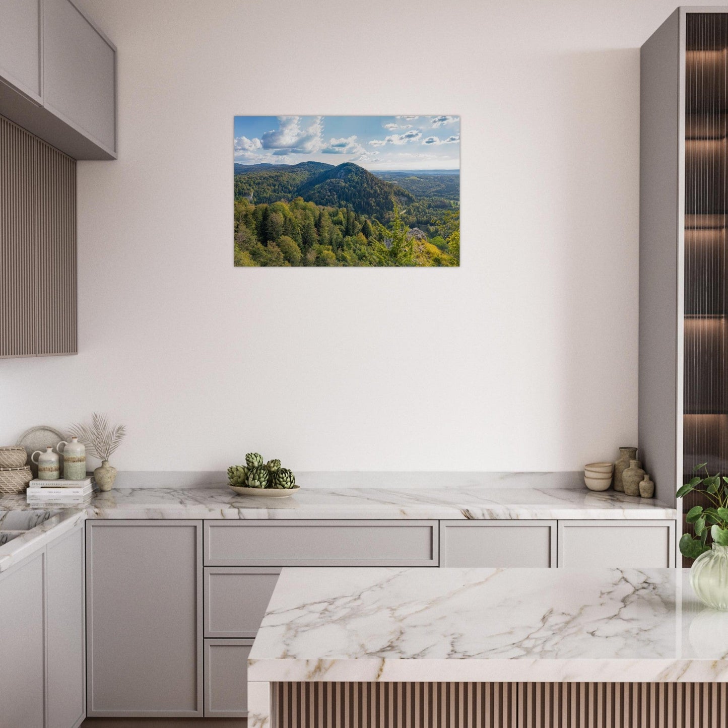 Photo of the panorama from the Pic de l’Aigle in the Jura — photo print on matte aluminium Dibond