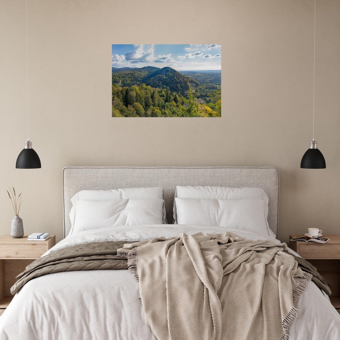 Photo of the panorama from the Pic de l’Aigle in the Jura — photo print on matte aluminium Dibond