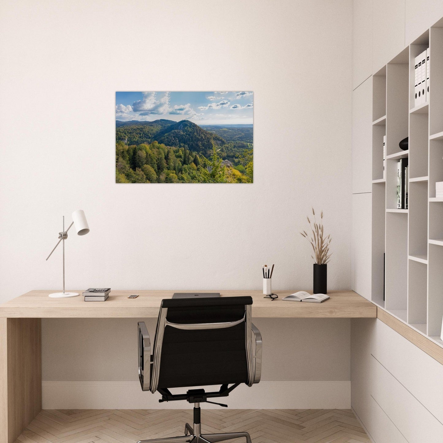 Photo of the panorama from the Pic de l’Aigle in the Jura — photo print on matte aluminium Dibond