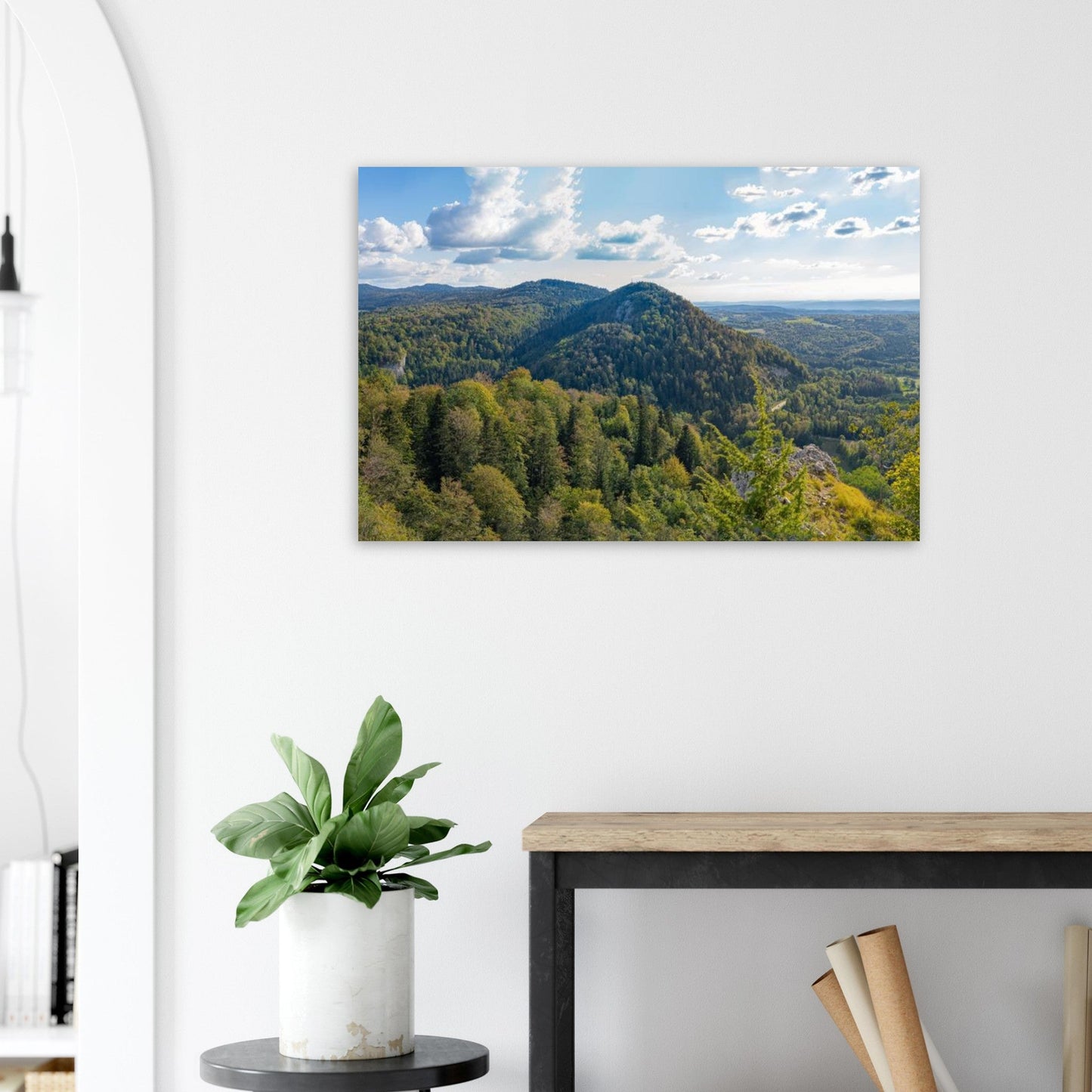 Photo of the panorama from the Pic de l’Aigle in the Jura — photo print on matte aluminium Dibond