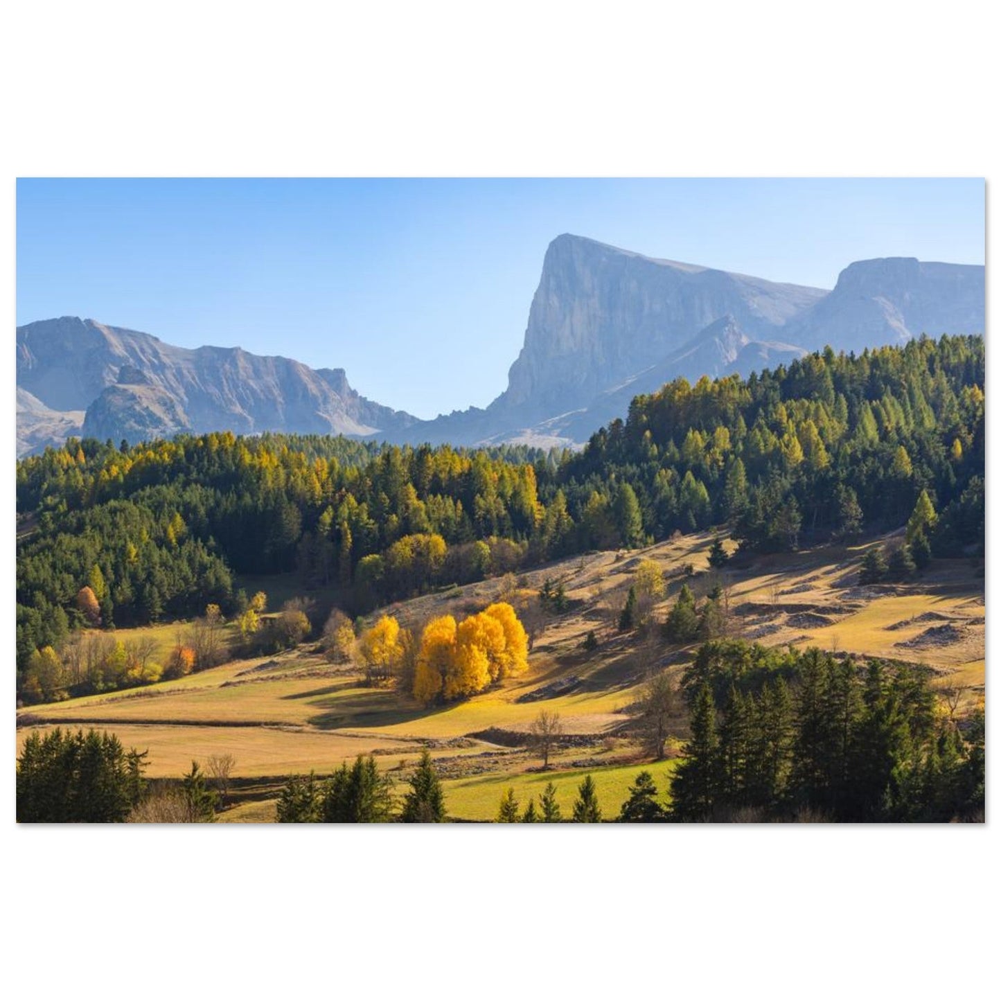 Photo du pic de Bure en automne dans le massif du Dévoluy — tableau photo paysage de montagne en Alu Dibond