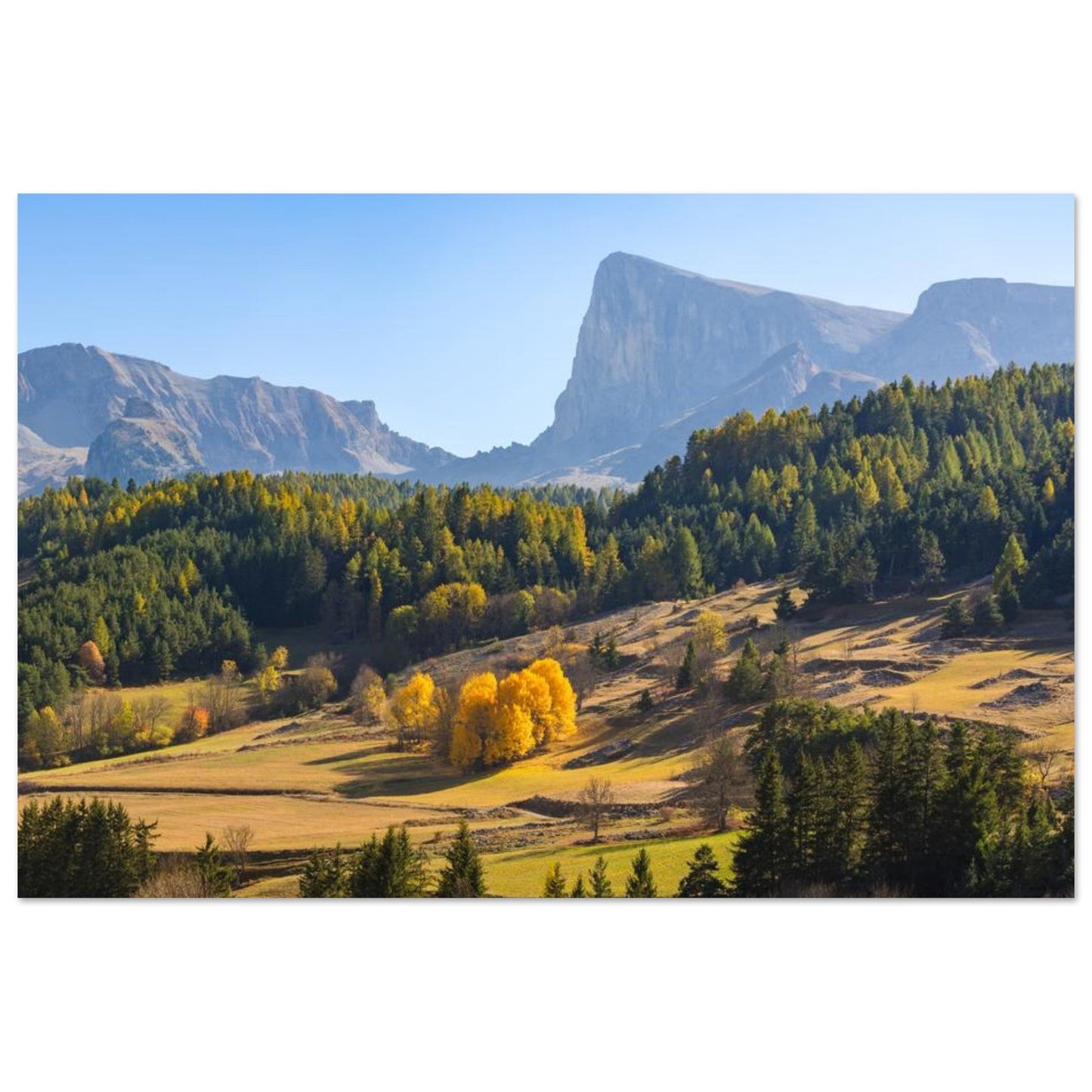 Photo du pic de Bure en automne dans le massif du Dévoluy — tableau photo paysage de montagne en Alu Dibond