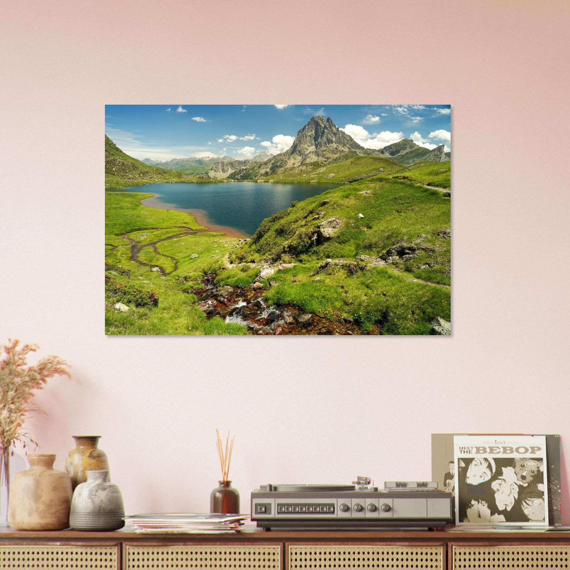 Photo du Pic du Midi d’Ossau depuis le lac Gentau — tableau photo paysage de montagne en Alu Dibond, fabrication française