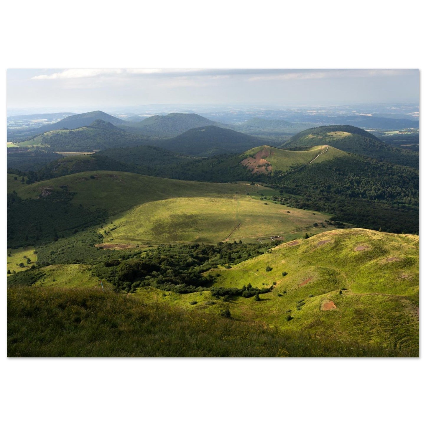 Photo of Puy de Côme and Puy Pariou from Puy de Dôme — photo print on matte aluminium Dibond