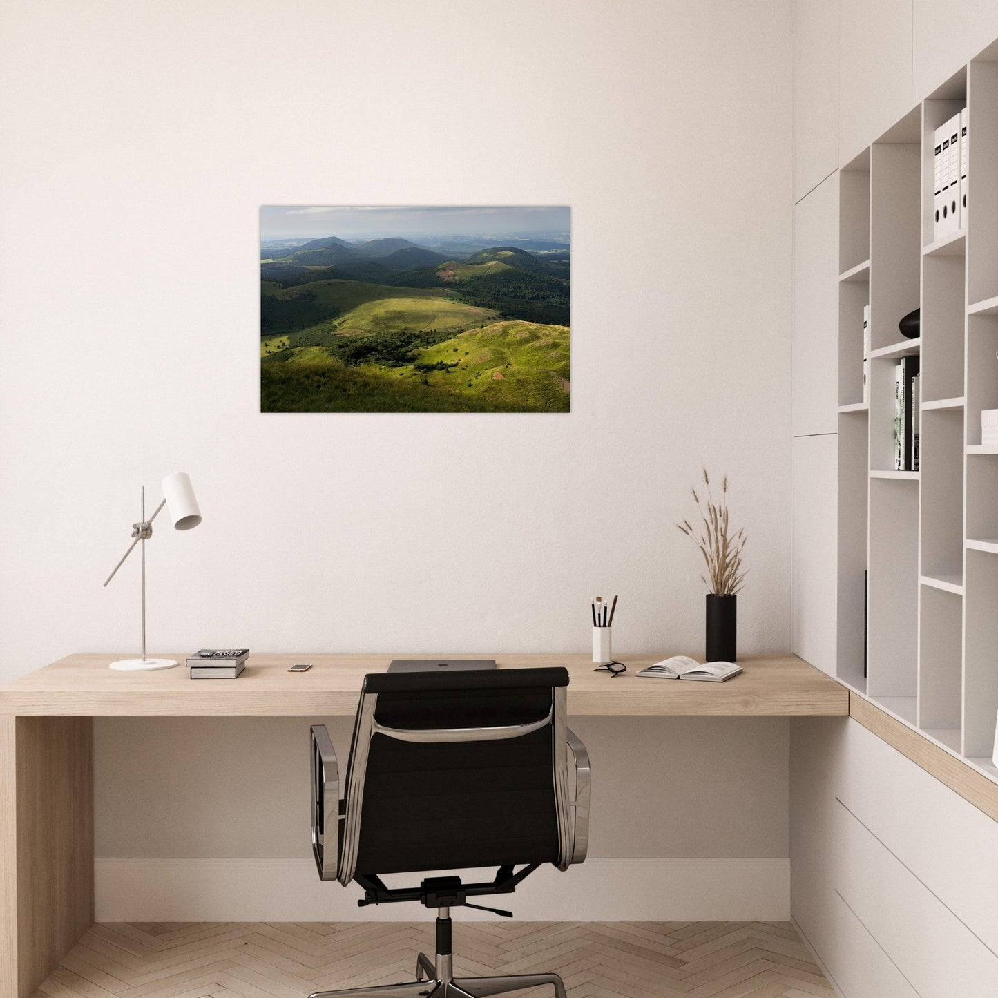 Photo of Puy de Côme and Puy Pariou from Puy de Dôme — photo print on matte aluminium Dibond